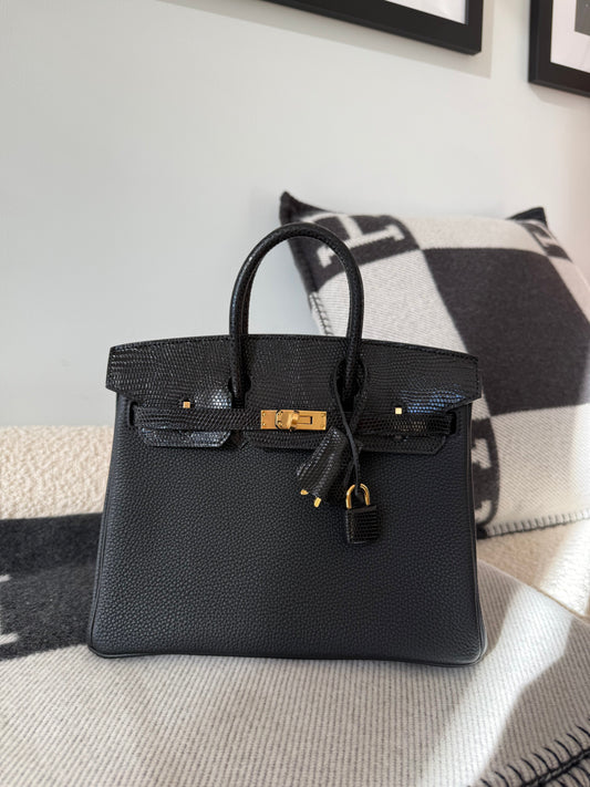 Hermes Birkin 25 Lizard Touch Noir GHW - Carly Julia Sells Stuff, LLC