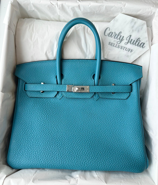 Hermes Birkin 25 Turquoise PHW - Carly Julia Sells Stuff, LLC