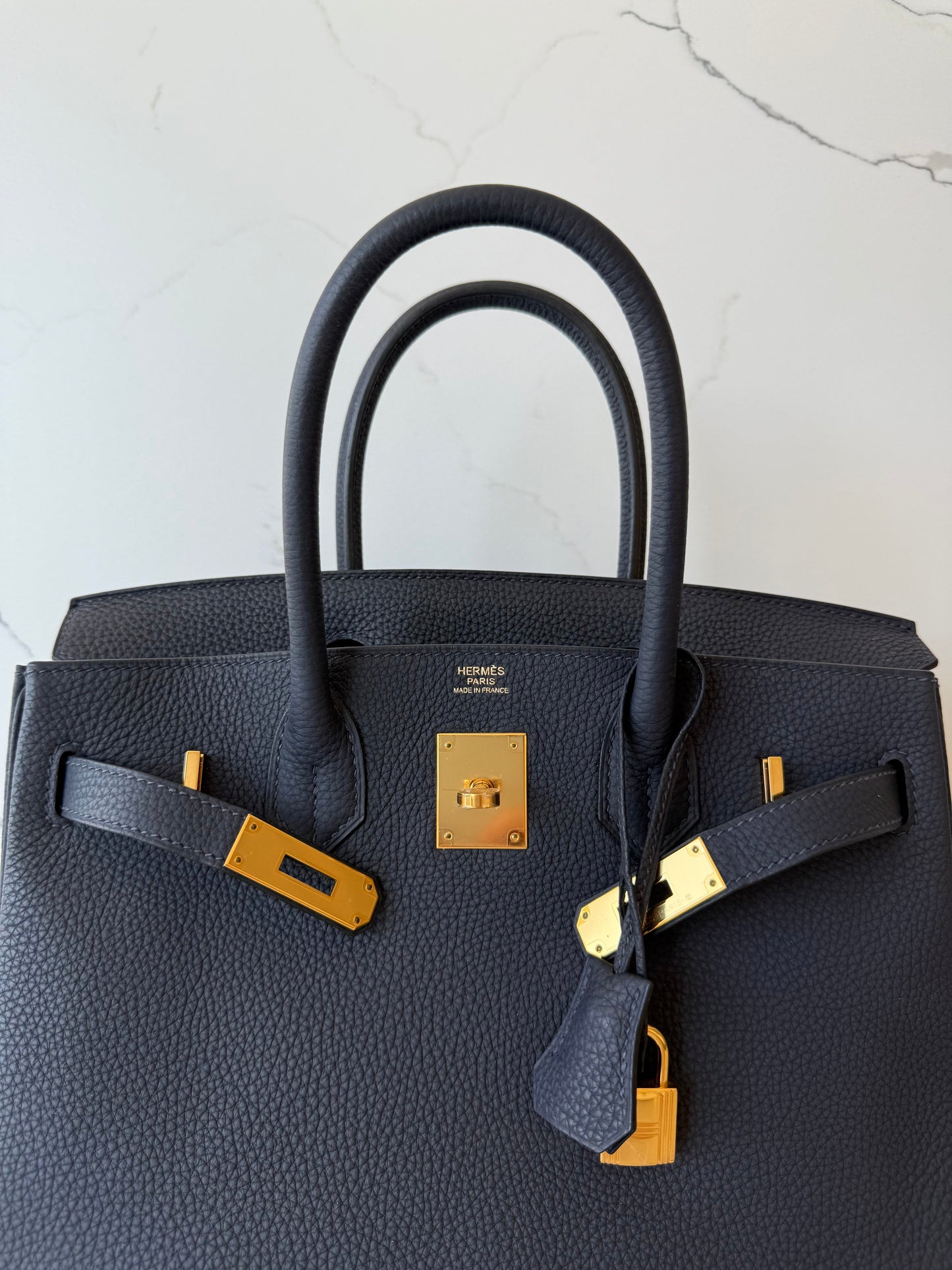 Hermes Birkin 30 Blue Nuit Togo GHW - Carly Julia Sells Stuff, LLC