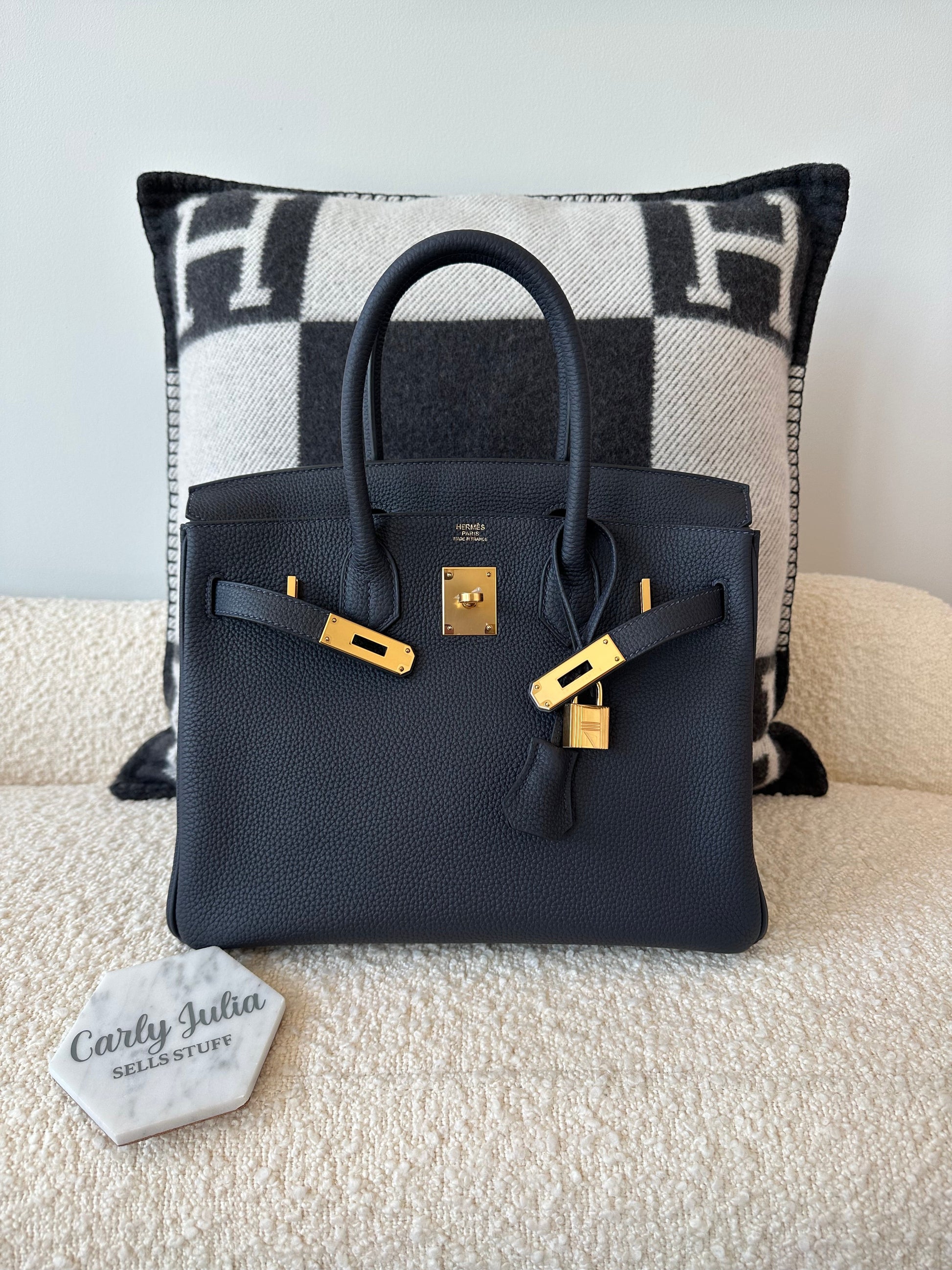 Hermes Birkin 30 Blue Nuit Togo GHW - Carly Julia Sells Stuff, LLC