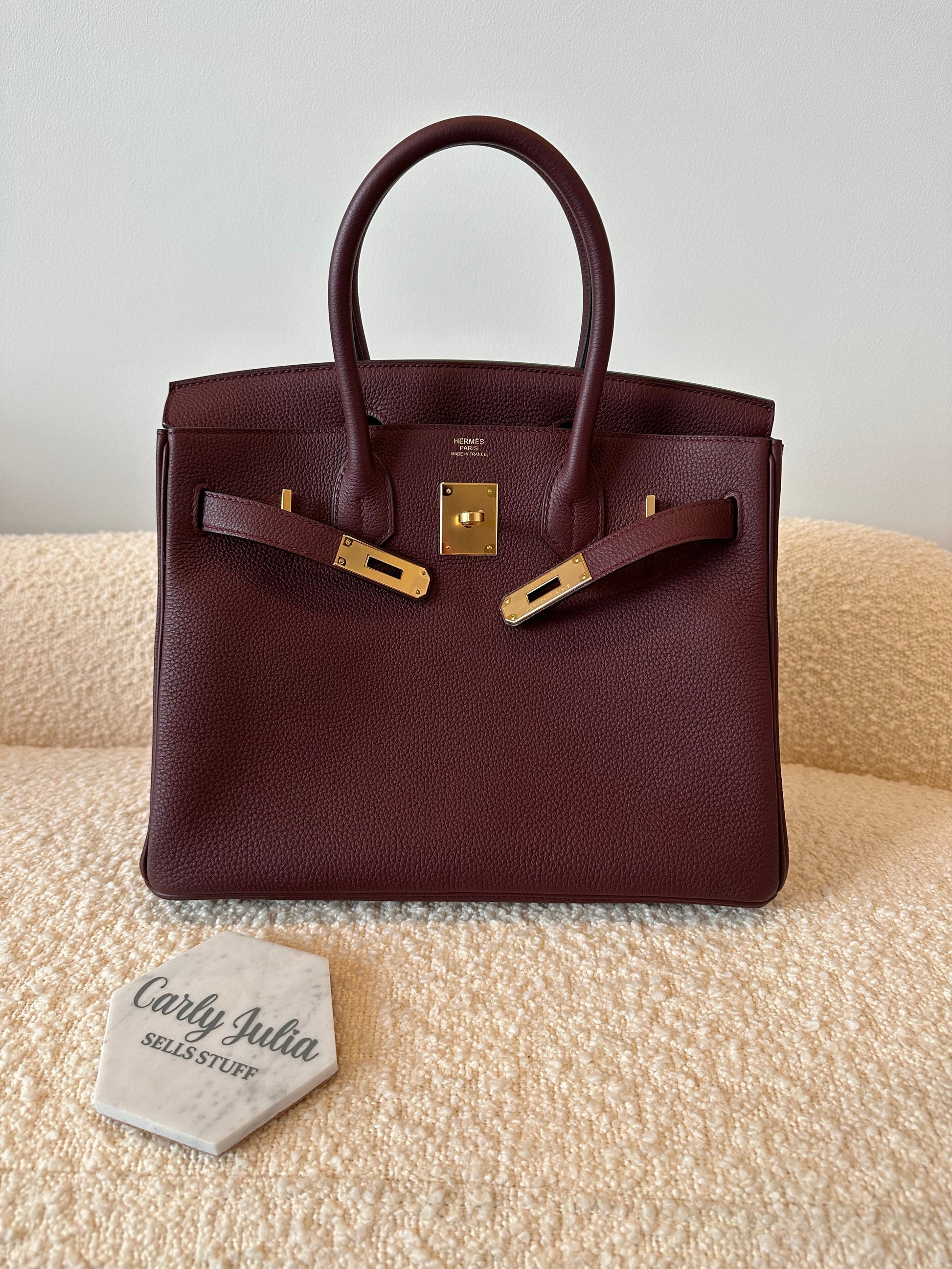 Hermes Birkin 30 Bordeaux Togo GHW - Carly Julia Sells Stuff, LLC