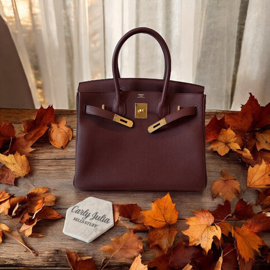 Hermes Birkin 30 Bordeaux Togo GHW - Carly Julia Sells Stuff, LLC