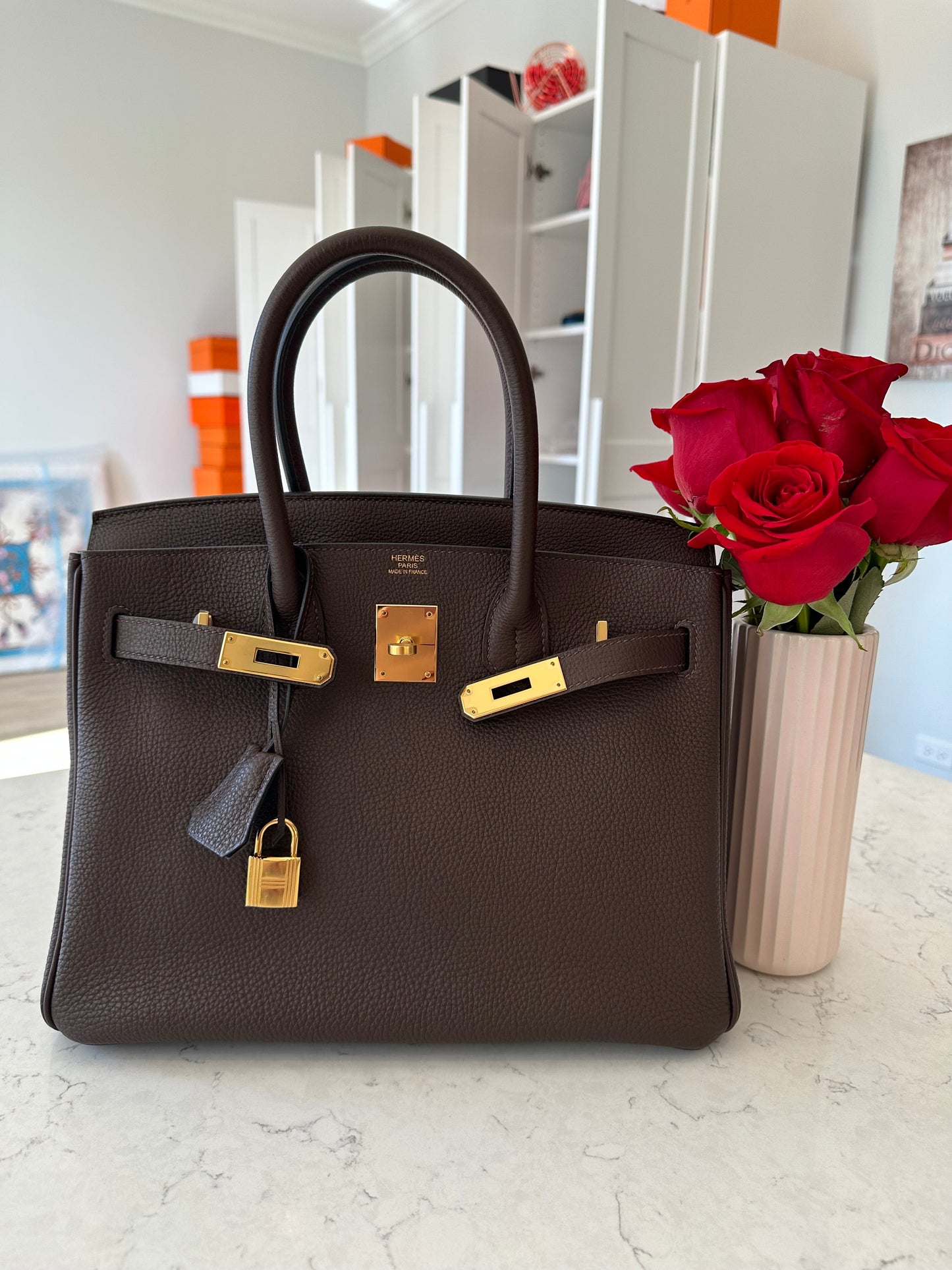 Hermes Birkin 30 Chocolate Togo GHW - Carly Julia Sells Stuff, LLC