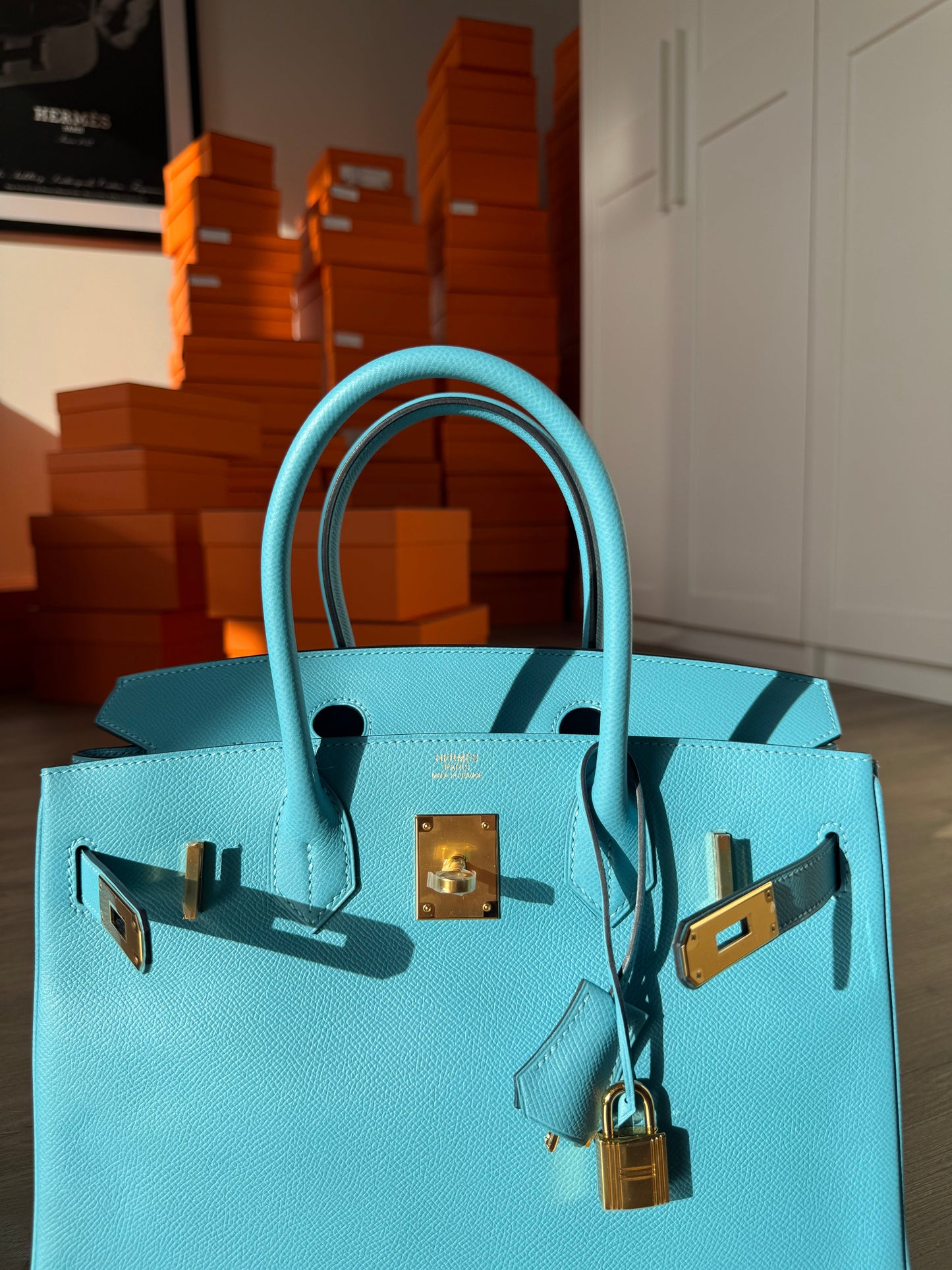 Hermes Birkin 30 Epsom Retourne Blue De Norde GHW - Carly Julia Sells Stuff, LLC