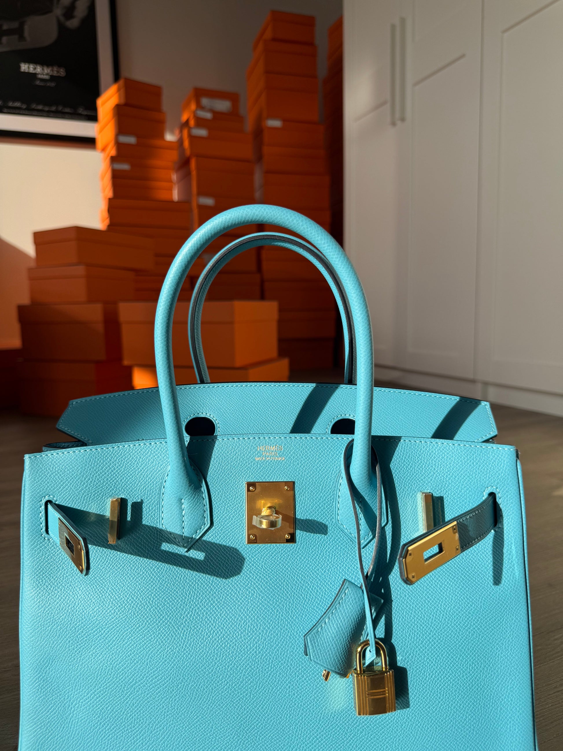 Hermes Birkin 30 Epsom Retourne Blue De Norde GHW - Carly Julia Sells Stuff, LLC