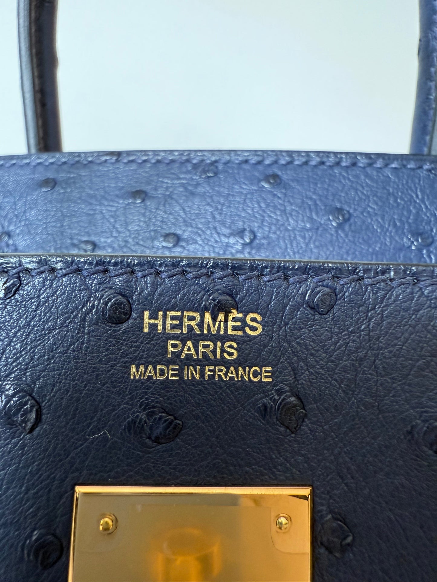 Hermes Birkin 30 Ostrich Blue Iris GHW - Carly Julia Sells Stuff, LLC