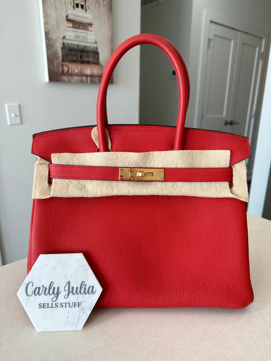 Hermes Birkin 30 Rouge Vif GHW - Carly Julia Sells Stuff, LLC