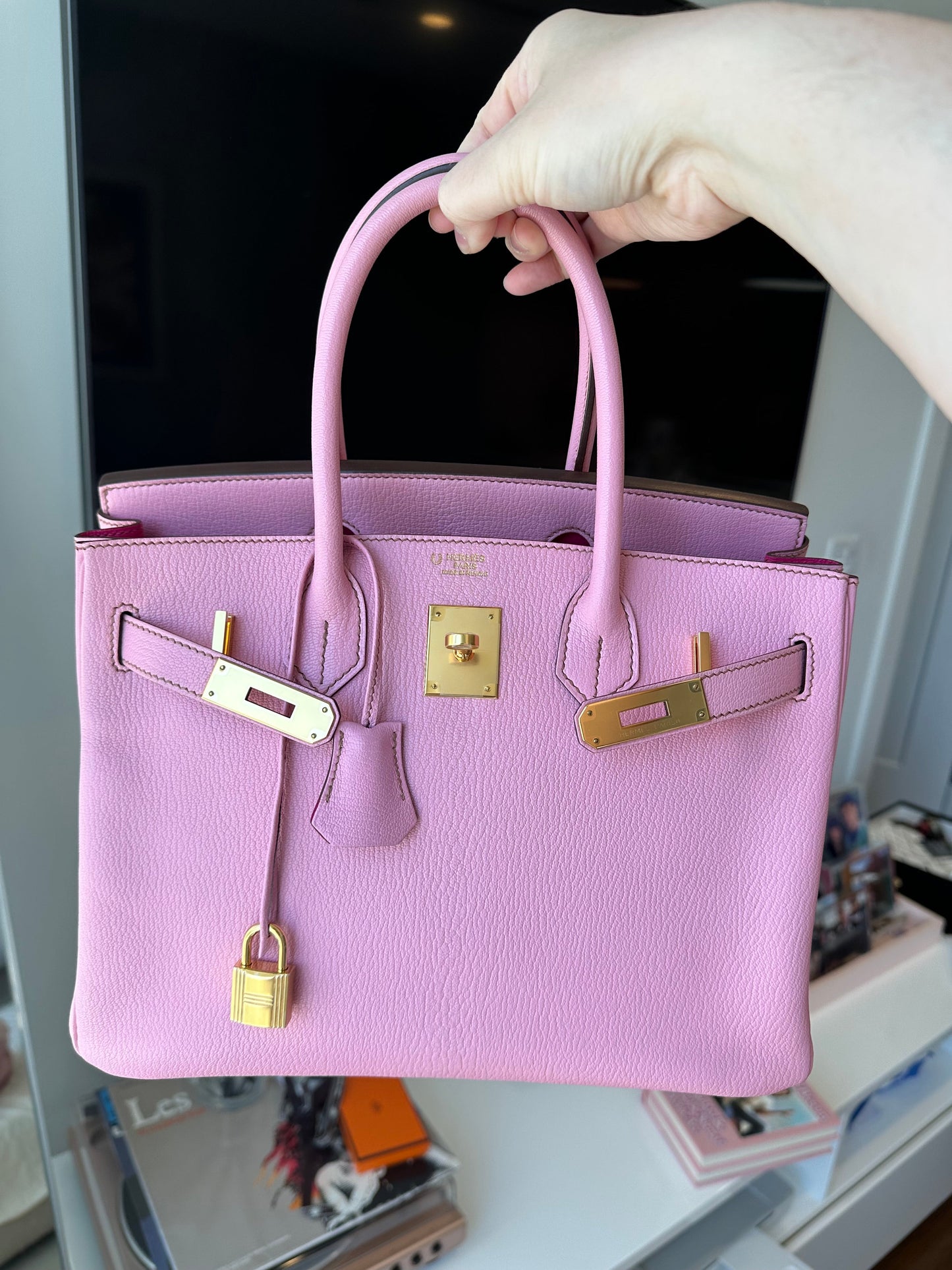 Hermes Birkin 30 Special Order HSS Chèvre Bubblegum GHW - Carly Julia Sells Stuff, LLC