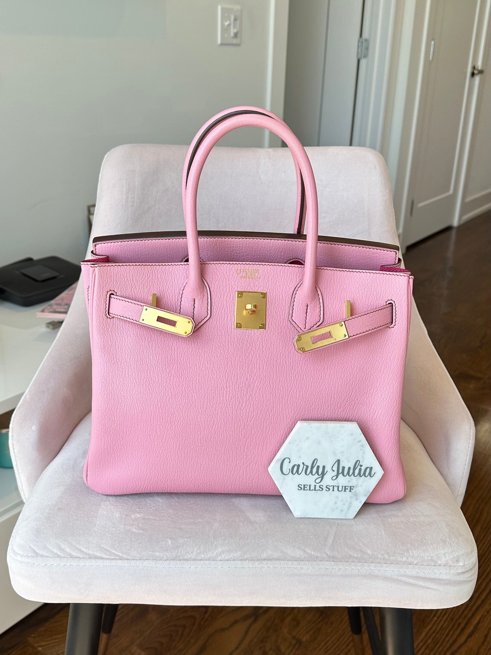 Hermes Birkin 30 Special Order HSS Chèvre Bubblegum GHW - Carly Julia Sells Stuff, LLC