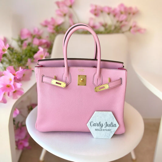 Hermes Birkin 30 Special Order HSS Chèvre Bubblegum GHW - Carly Julia Sells Stuff, LLC