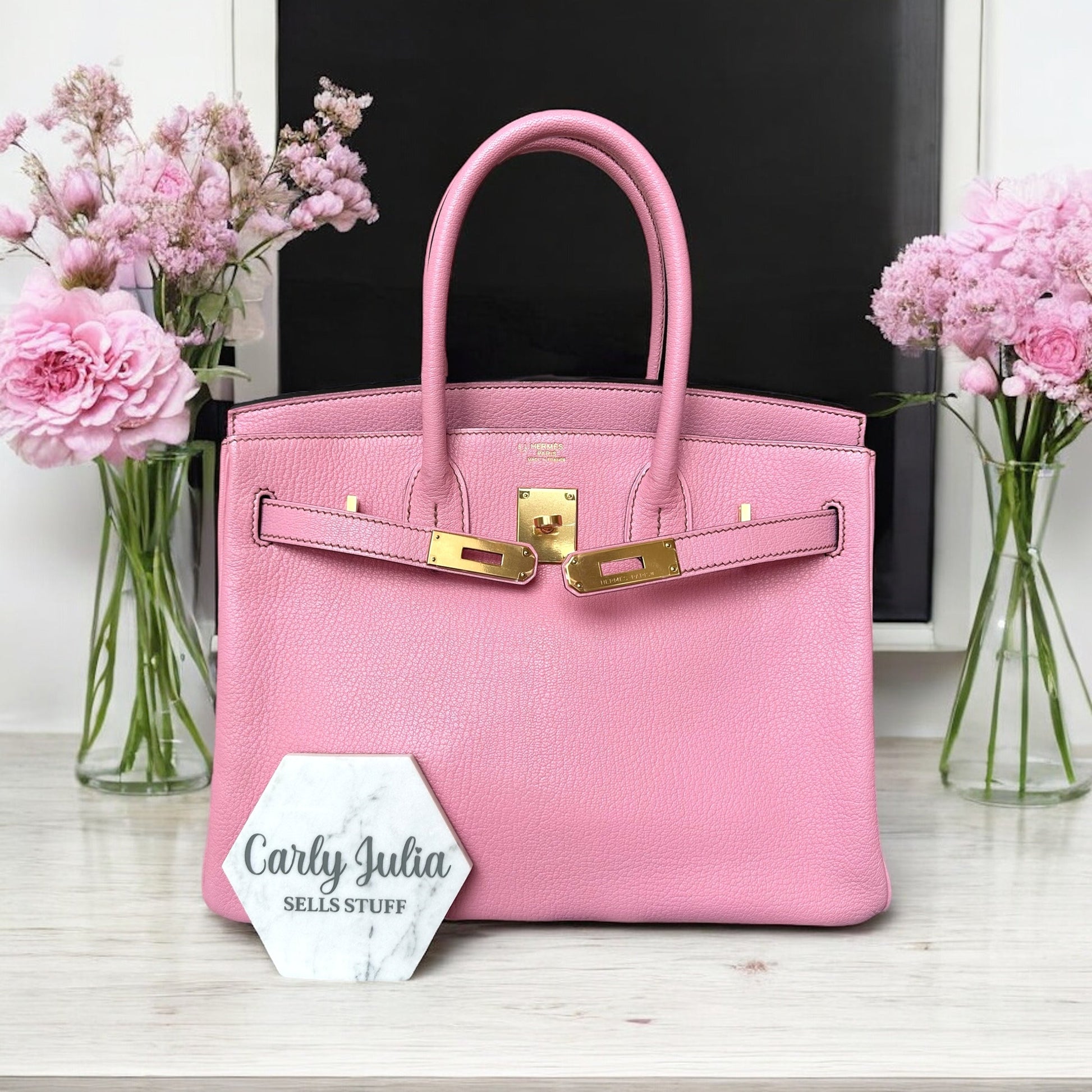 Hermes Birkin 30 Special Order HSS Chèvre Bubblegum GHW - Carly Julia Sells Stuff, LLC