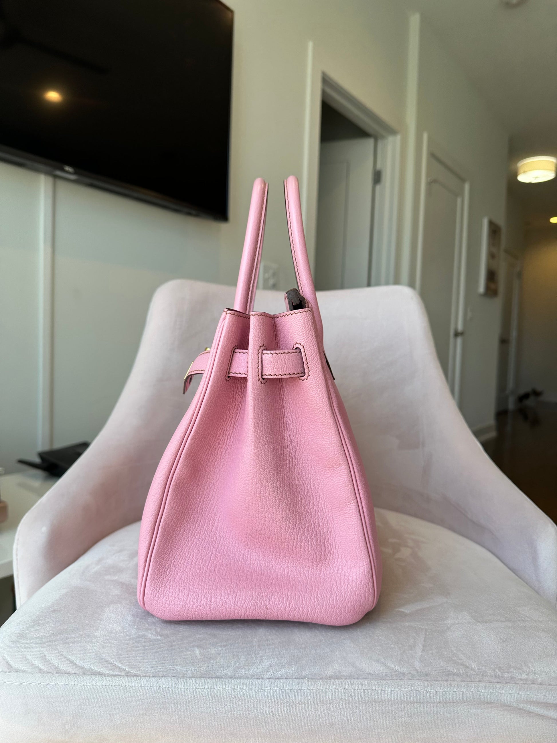 Hermes Birkin 30 Special Order HSS Chèvre Bubblegum GHW - Carly Julia Sells Stuff, LLC