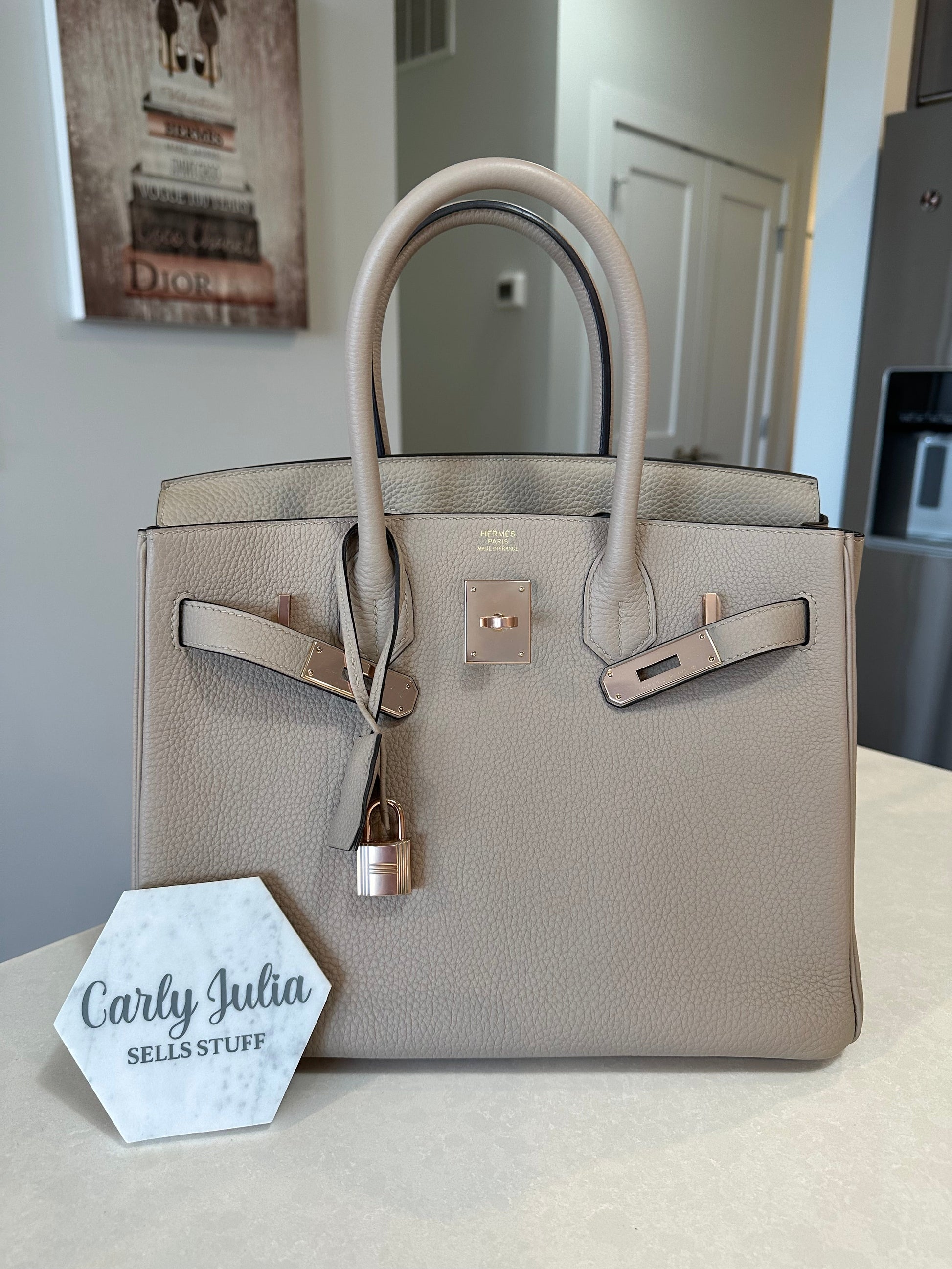 Hermes Birkin 30 Tog Gris Tourterelle Rose Gold - Carly Julia Sells Stuff, LLC