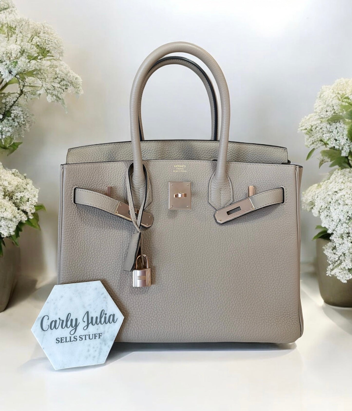 Hermes Birkin 30 Tog Gris Tourterelle Rose Gold - Carly Julia Sells Stuff, LLC