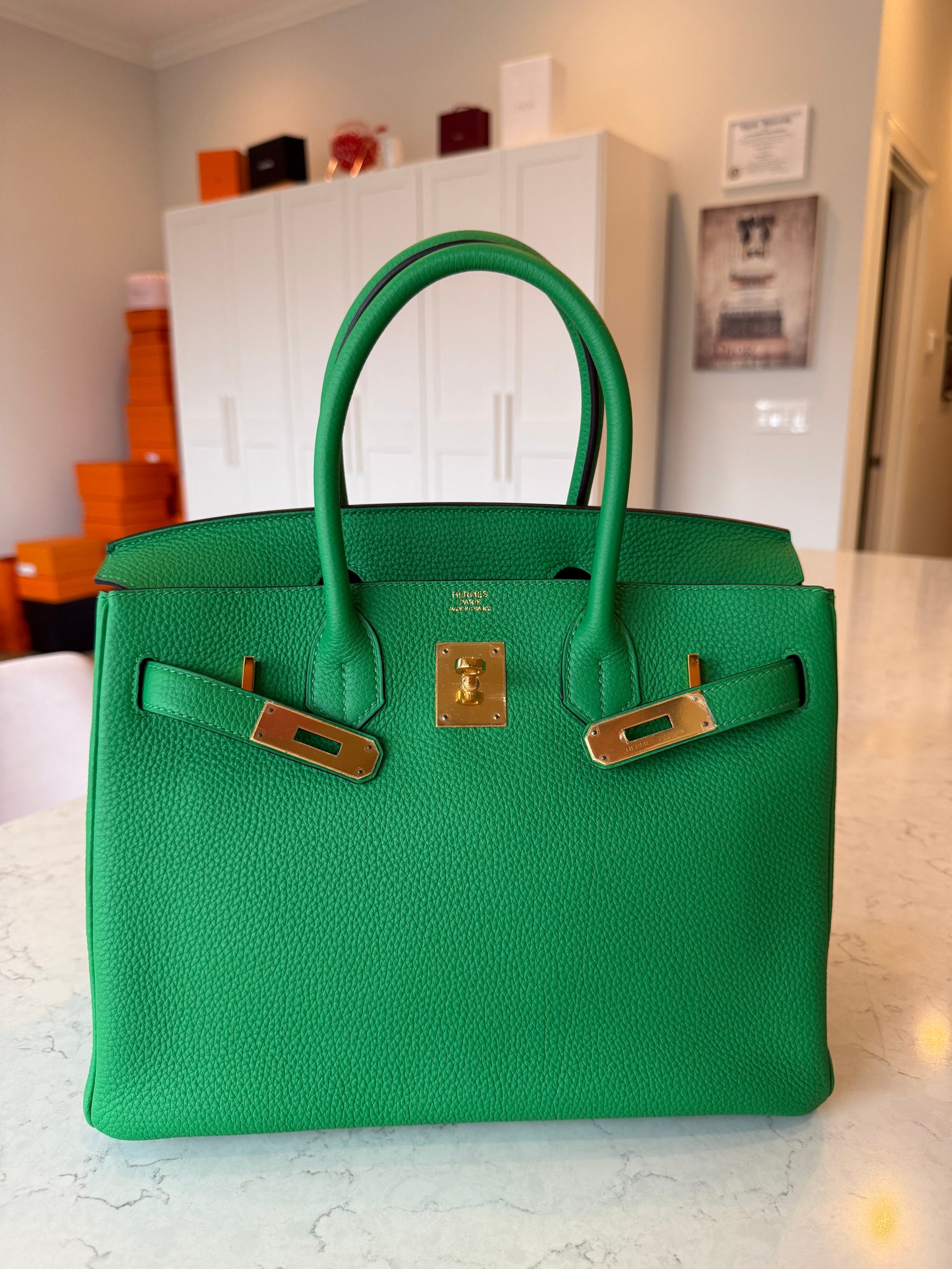 Hermes Birkin 30 Togo Bamboo Green GHW - Main Image