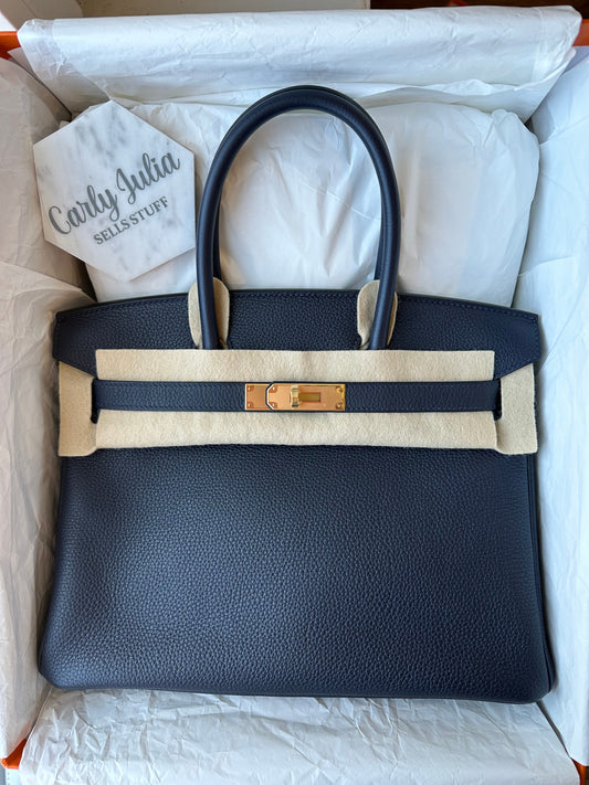 Hermes Birkin 30 Togo Blue Nuit GHW - Carly Julia Sells Stuff, LLC