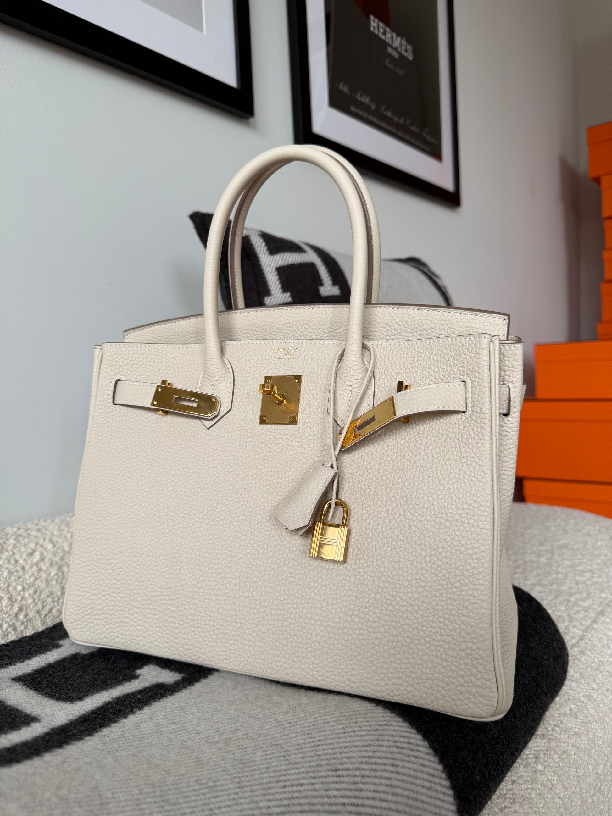 Hermes Birkin 30 Togo Retourne Craie GHW - Carly Julia Sells Stuff, LLC