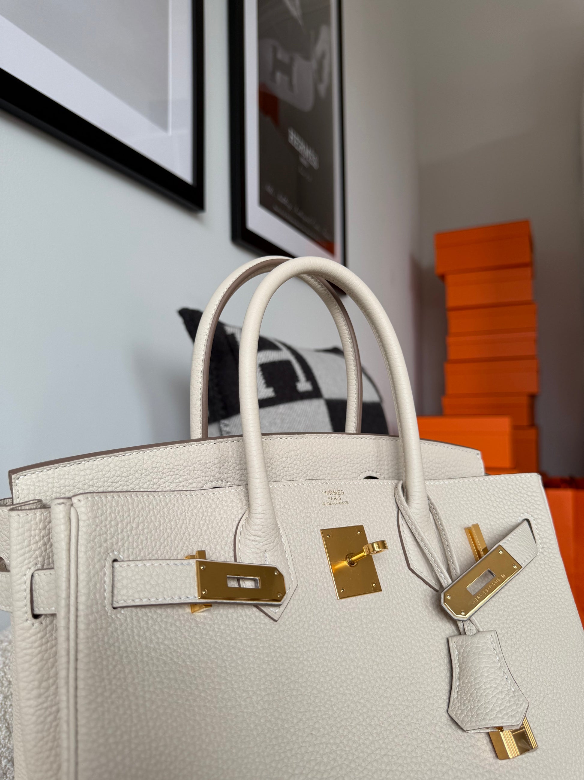 Hermes Birkin 30 Togo Retourne Craie GHW - Carly Julia Sells Stuff, LLC