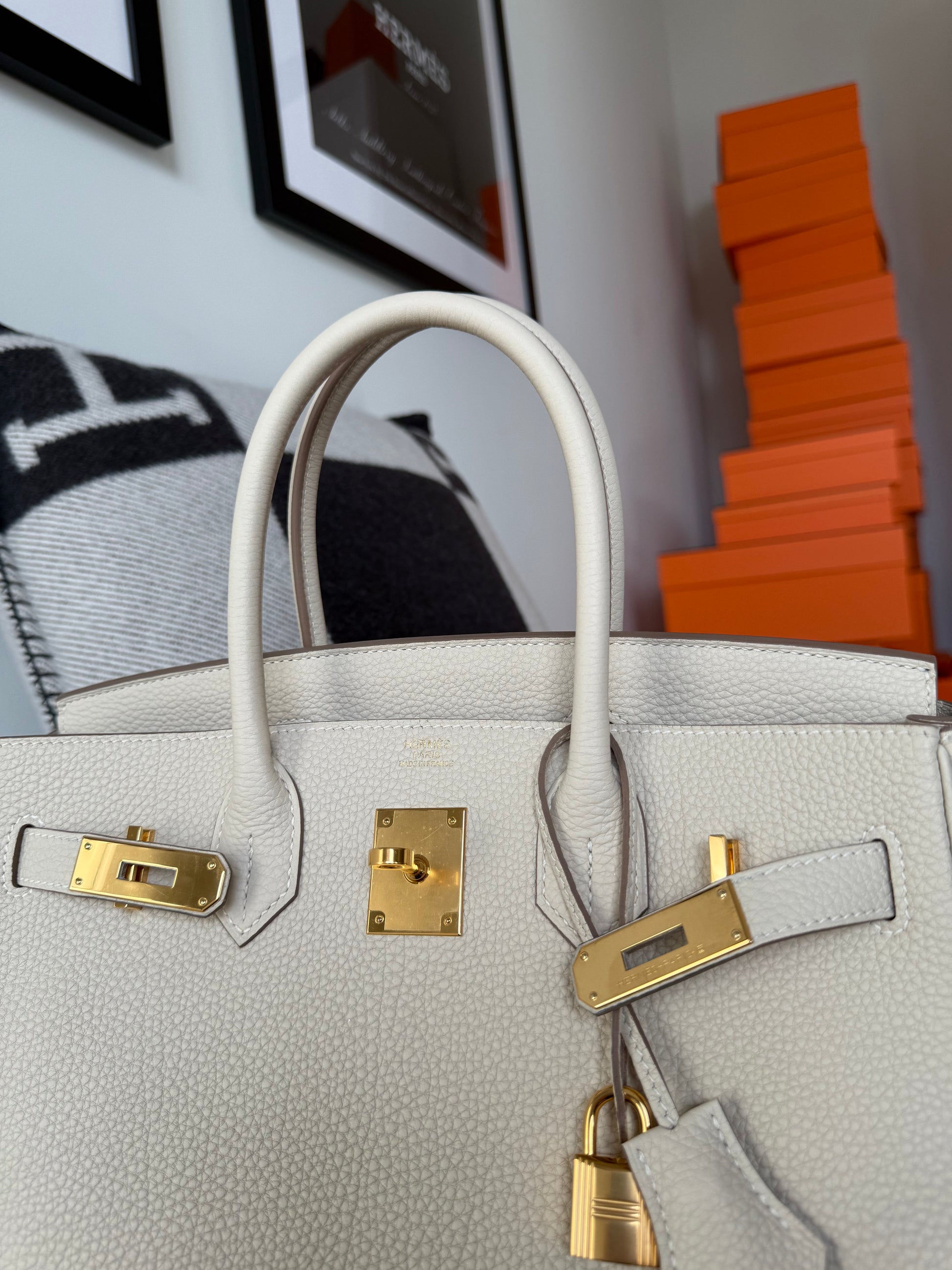 Hermes Birkin 30 Togo Retourne Craie GHW - Carly Julia Sells Stuff, LLC