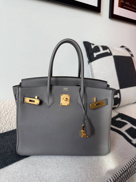 Hermes Birkin 30 Togo Retourne Gris Etain GHW - Carly Julia Sells Stuff, LLC