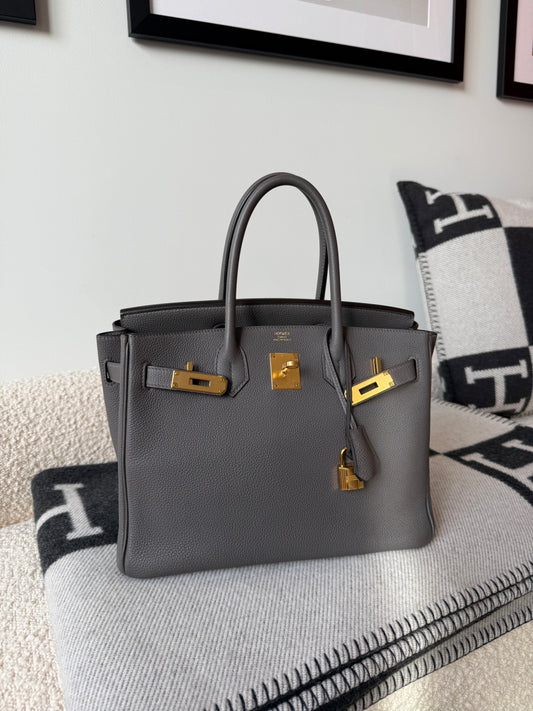 Hermes Birkin 30 Togo Retourne Gris Etain GHW - Carly Julia Sells Stuff, LLC
