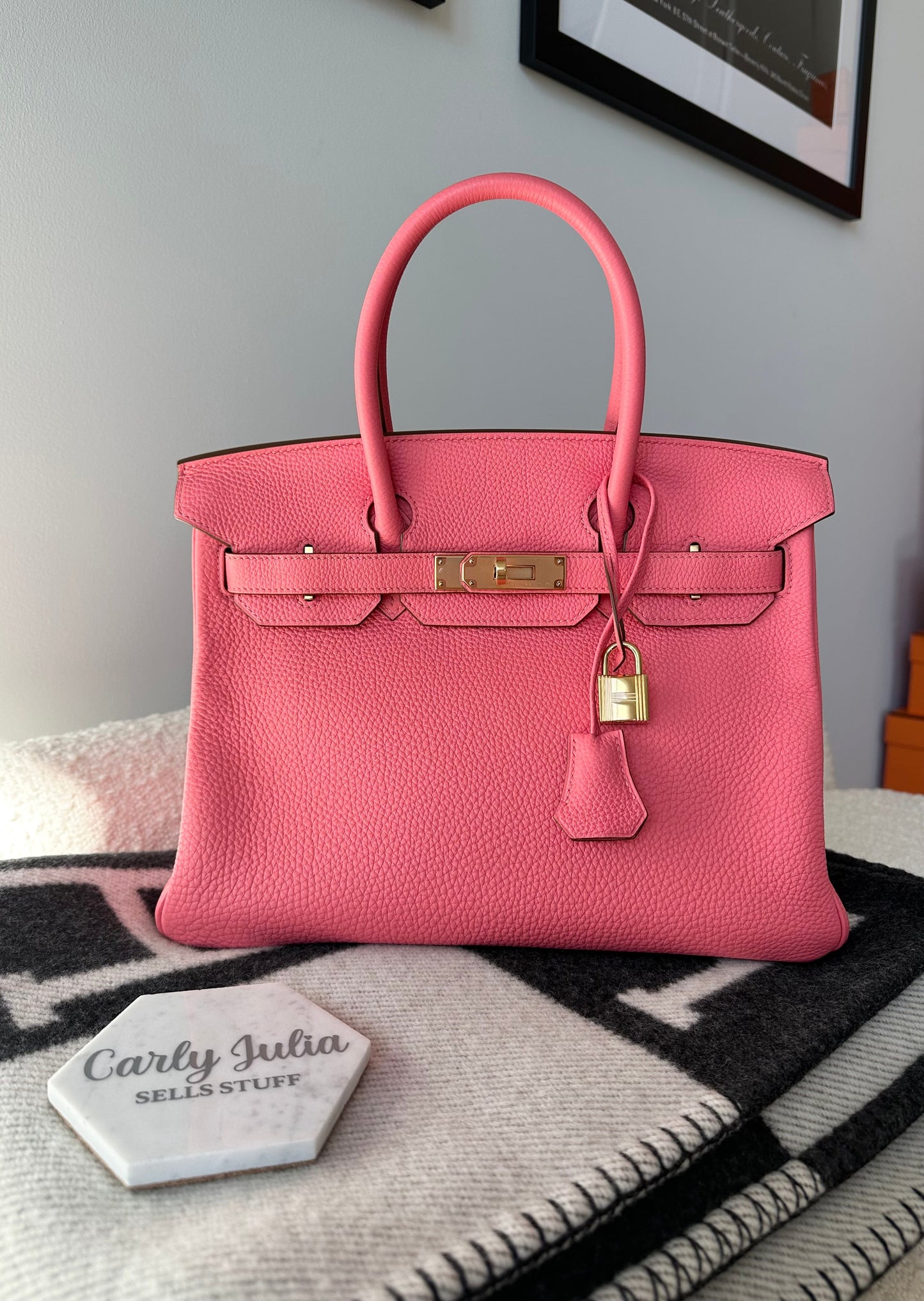 Hermes Birkin 30 Togo Rose Pink Lipstick GHW - Carly Julia Sells Stuff, LLC