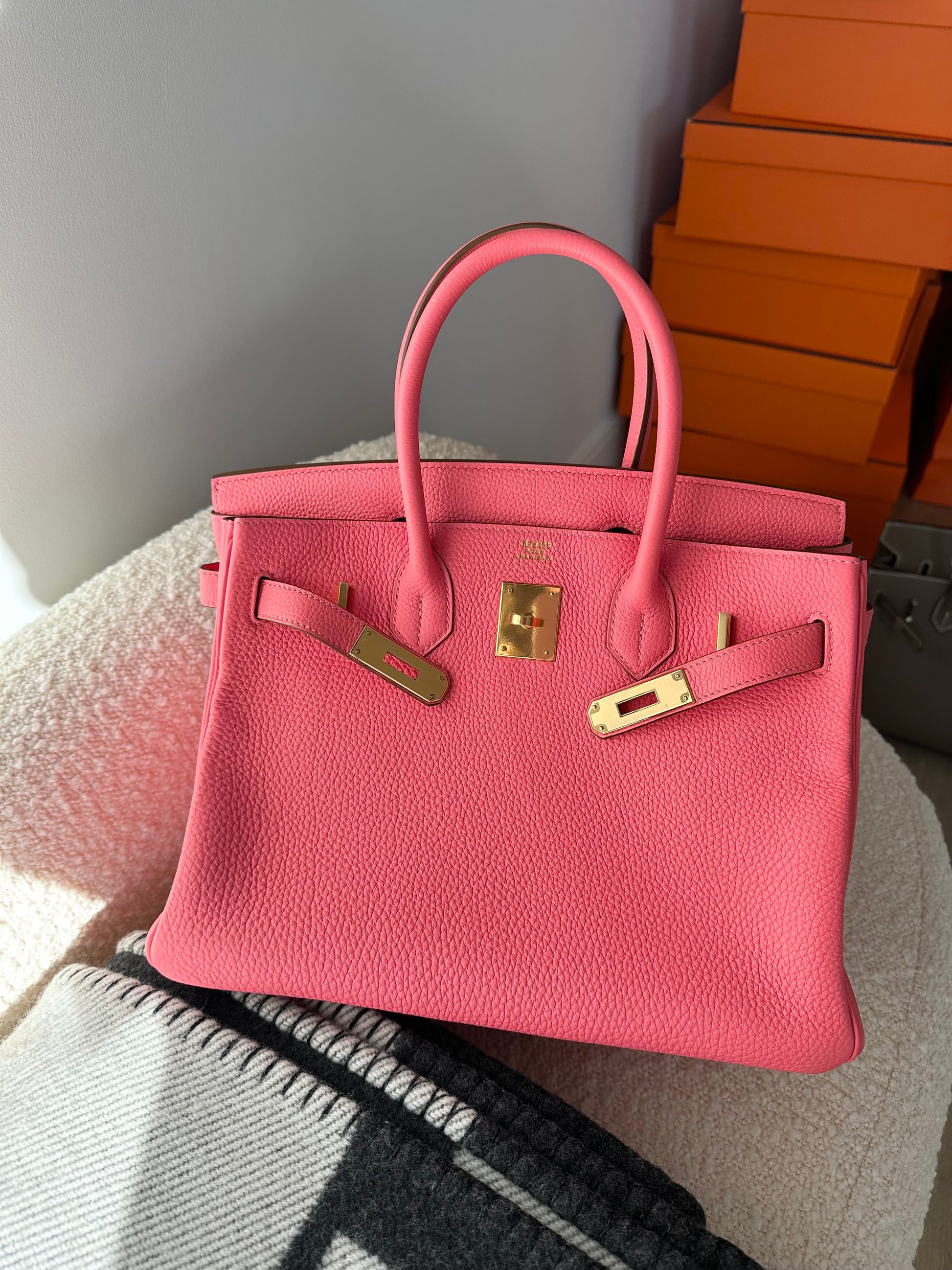 Hermes Birkin 30 Togo Rose Pink Lipstick GHW - Carly Julia Sells Stuff, LLC