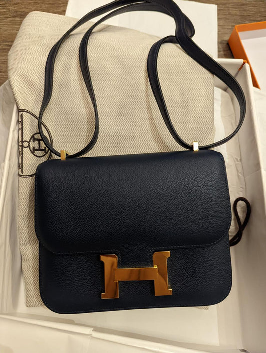 Hermes Constance 18 Blue Malte Evercolor GHW - Carly Julia Sells Stuff, LLC