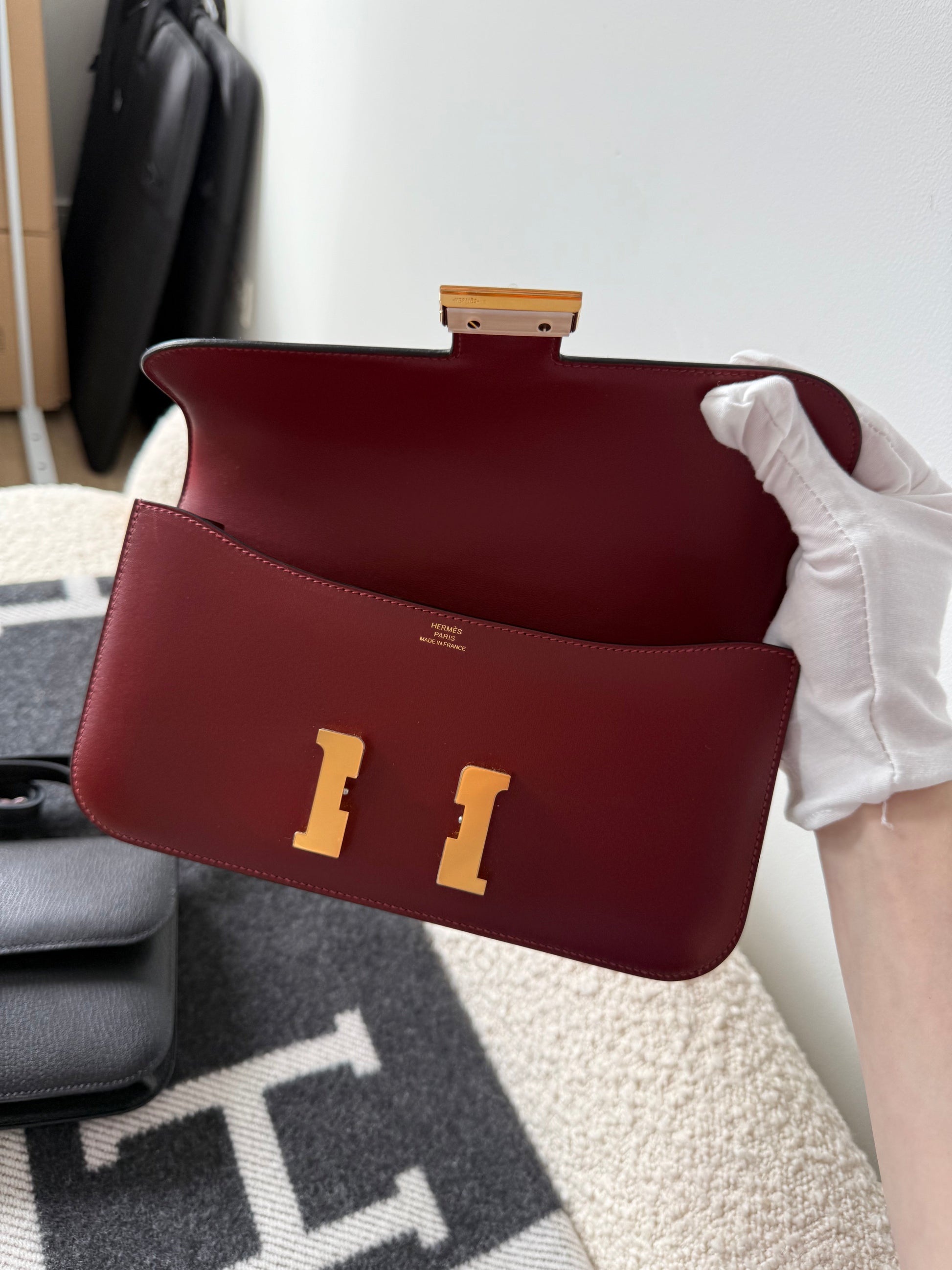 Hermes Constance Elan Rouge H Box Leather GHW - Carly Julia Sells Stuff, LLC