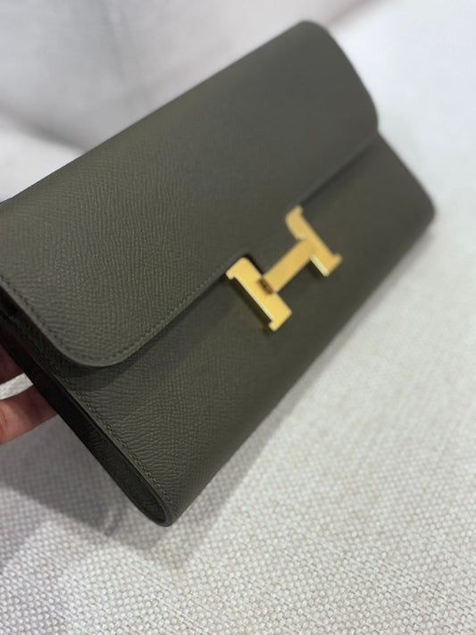 Hermes Constance “To Go” Wallet Vert De Gris GHW - Carly Julia Sells Stuff, LLC