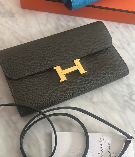 Hermes Constance “To Go” Wallet Vert De Gris GHW - Carly Julia Sells Stuff, LLC