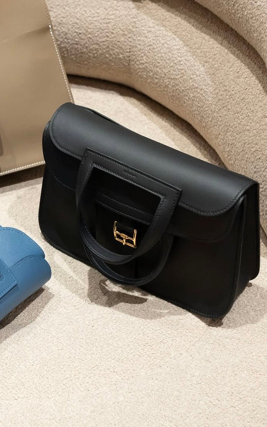 Hermes Halzan Mini Noir Swift GHW - Carly Julia Sells Stuff, LLC