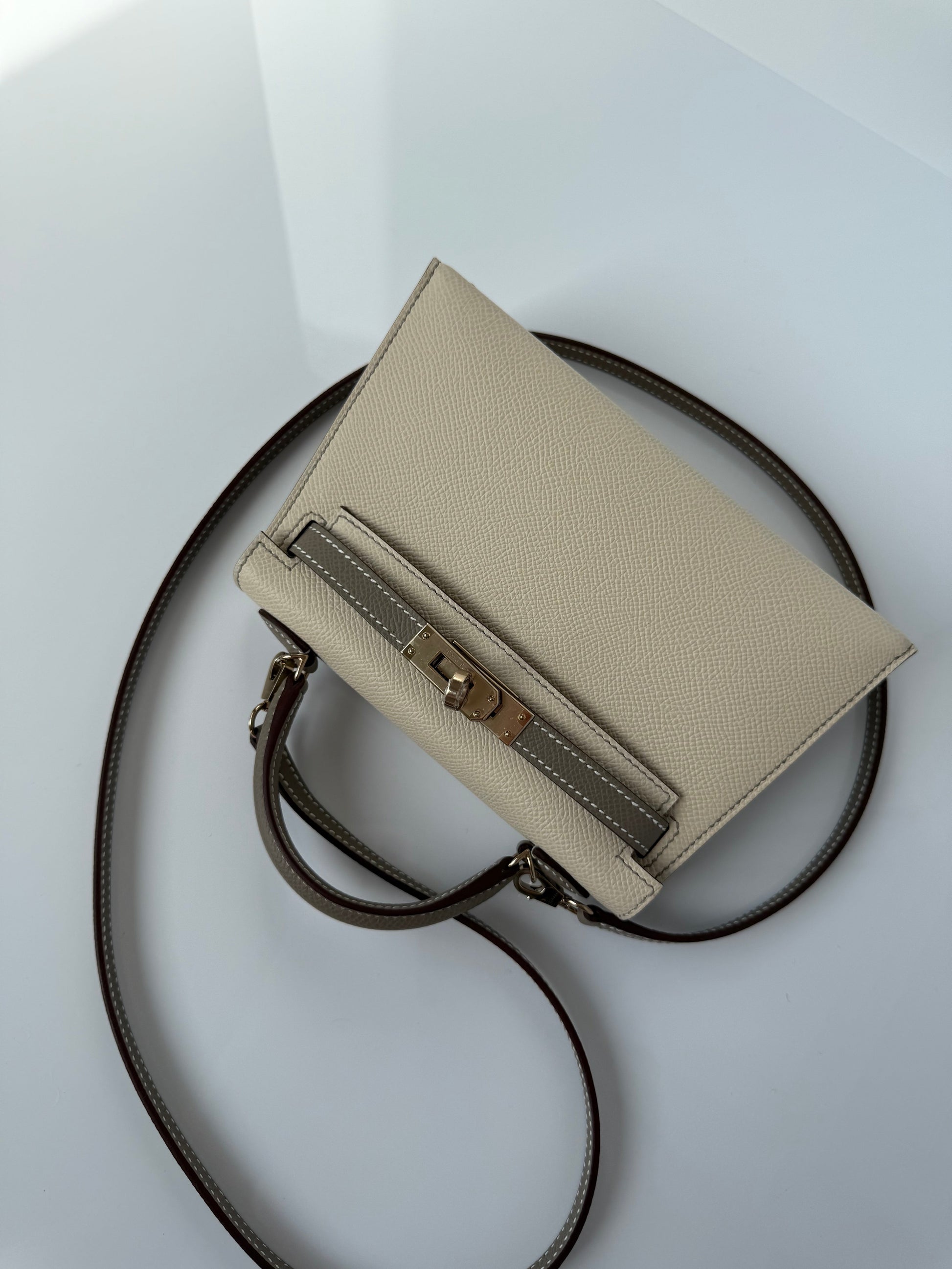 Hermes HSS Mini Kelly 20 Gris Asphalt & Craie Permabrass Hardware - Carly Julia Sells Stuff, LLC