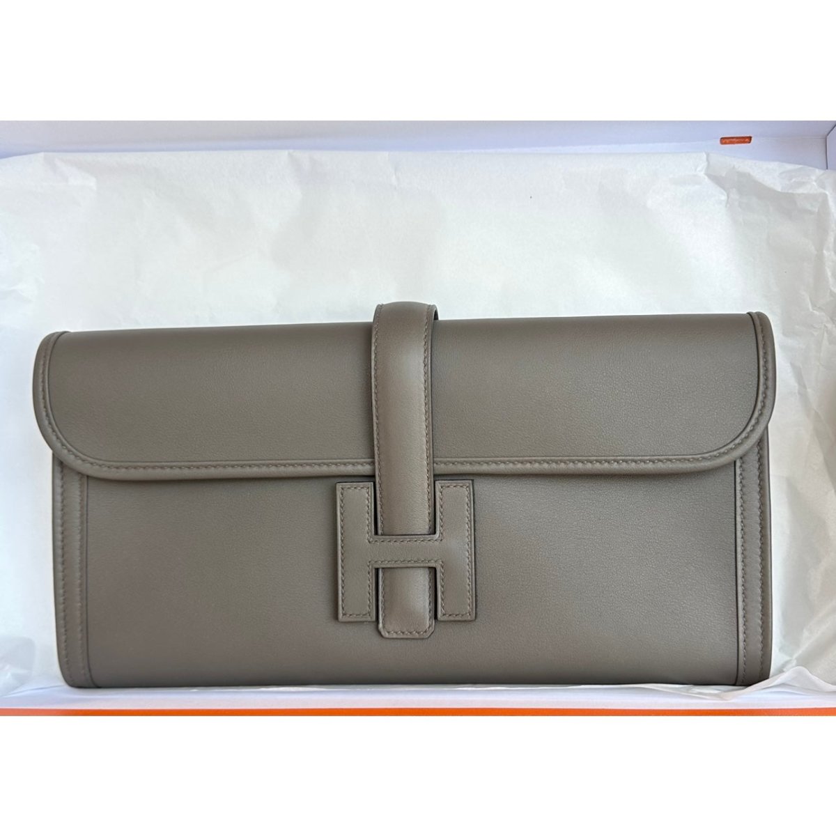 Hermes Jige Elan 29 Clutch Gris Etain - Carly Julia Sells Stuff, LLC