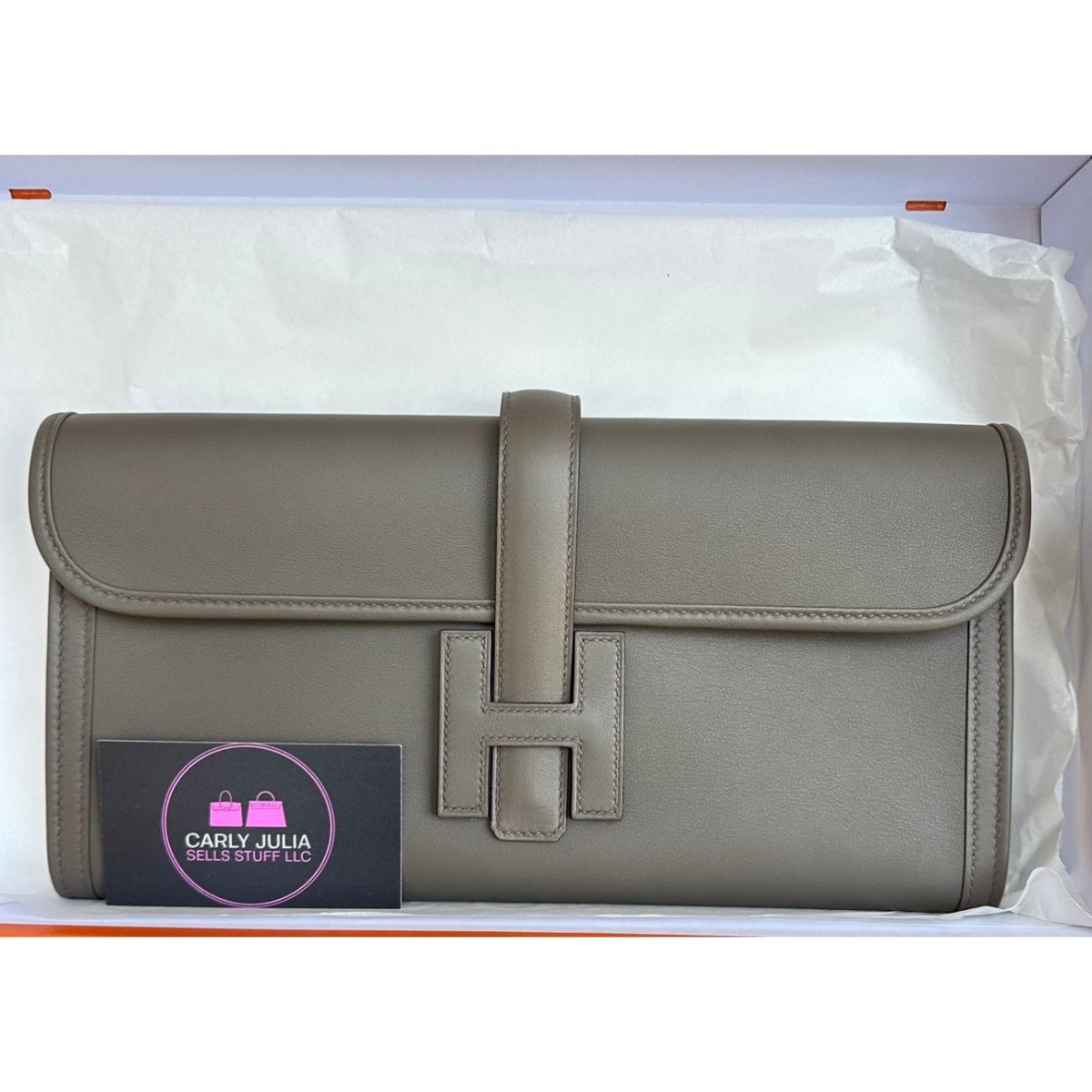 Hermes Jige Elan 29 Clutch Gris Etain - Carly Julia Sells Stuff, LLC