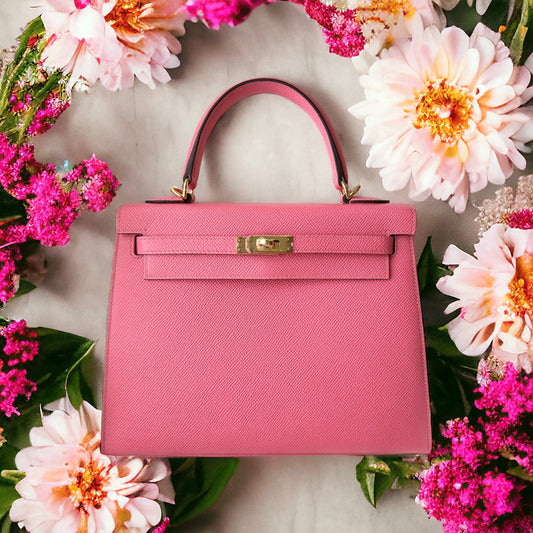 Hermes Kelly 25 Epsom Sellier Rose Azalee GHW - Carly Julia Sells Stuff, LLC