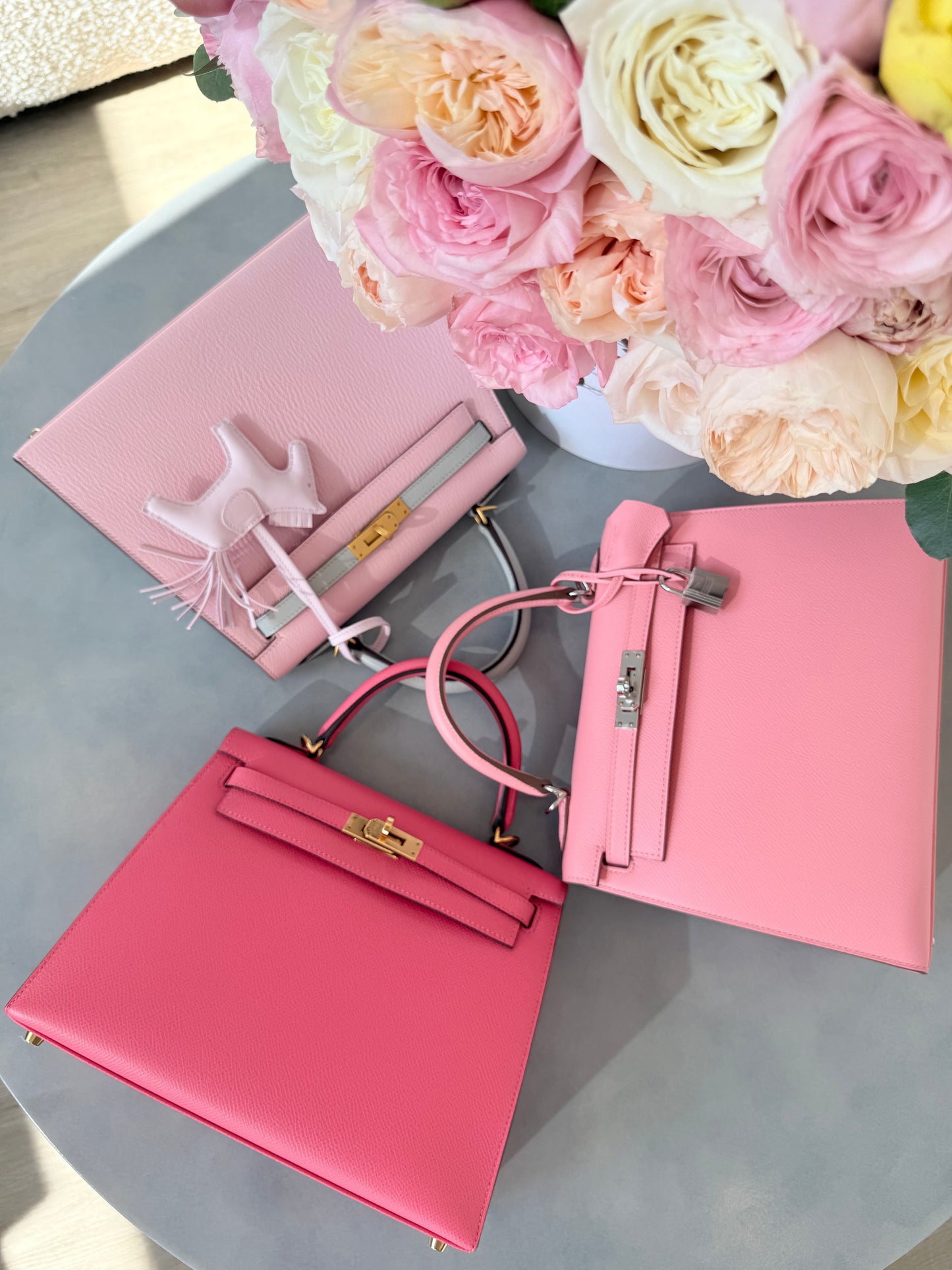 Hermes Kelly 25 Epsom Sellier Rose Confetti PHW - Carly Julia Sells Stuff, LLC