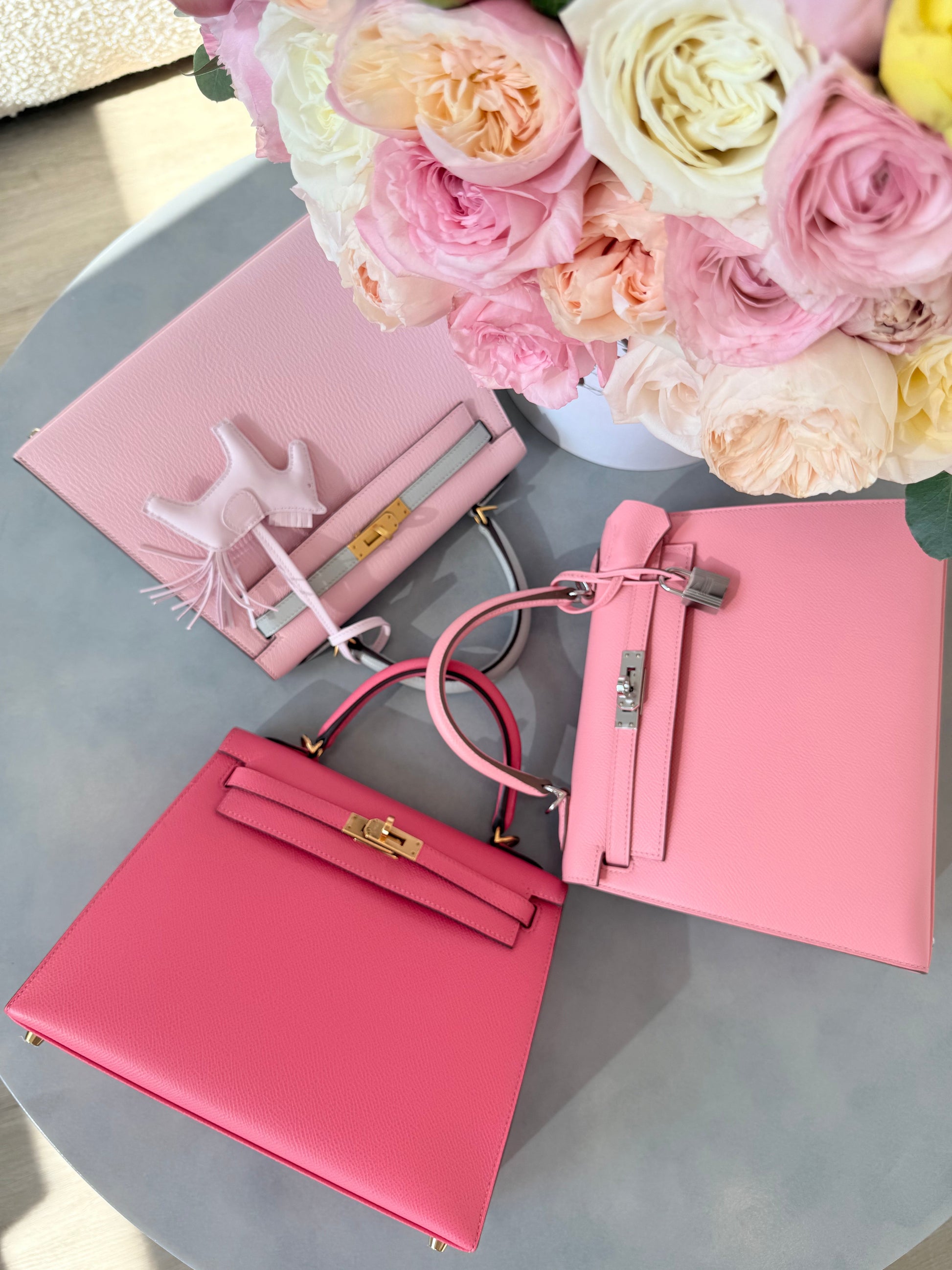 Hermes Kelly 25 Epsom Sellier Rose Confetti PHW - Carly Julia Sells Stuff, LLC