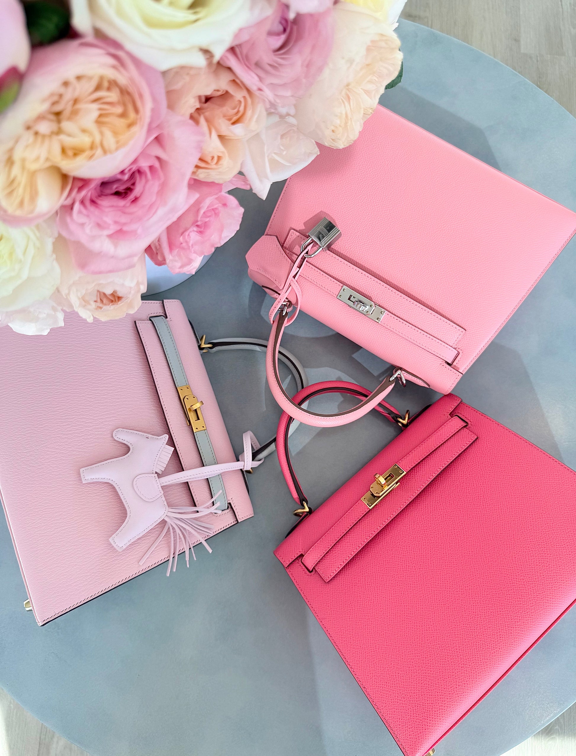 Hermes Kelly 25 Epsom Sellier Rose Confetti PHW - Carly Julia Sells Stuff, LLC