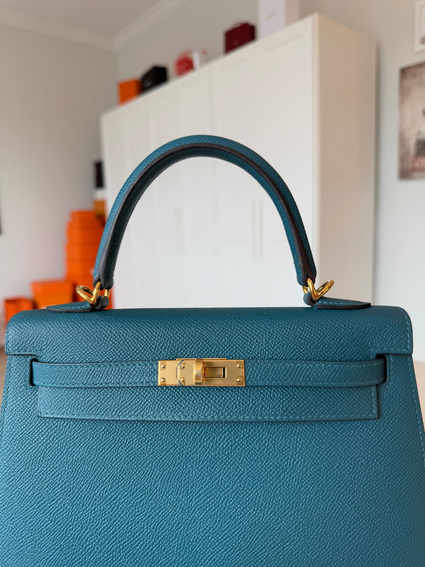 Hermes Kelly 25 Epsom Sellier Vert Bosphore GHW - Carly Julia Sells Stuff, LLC