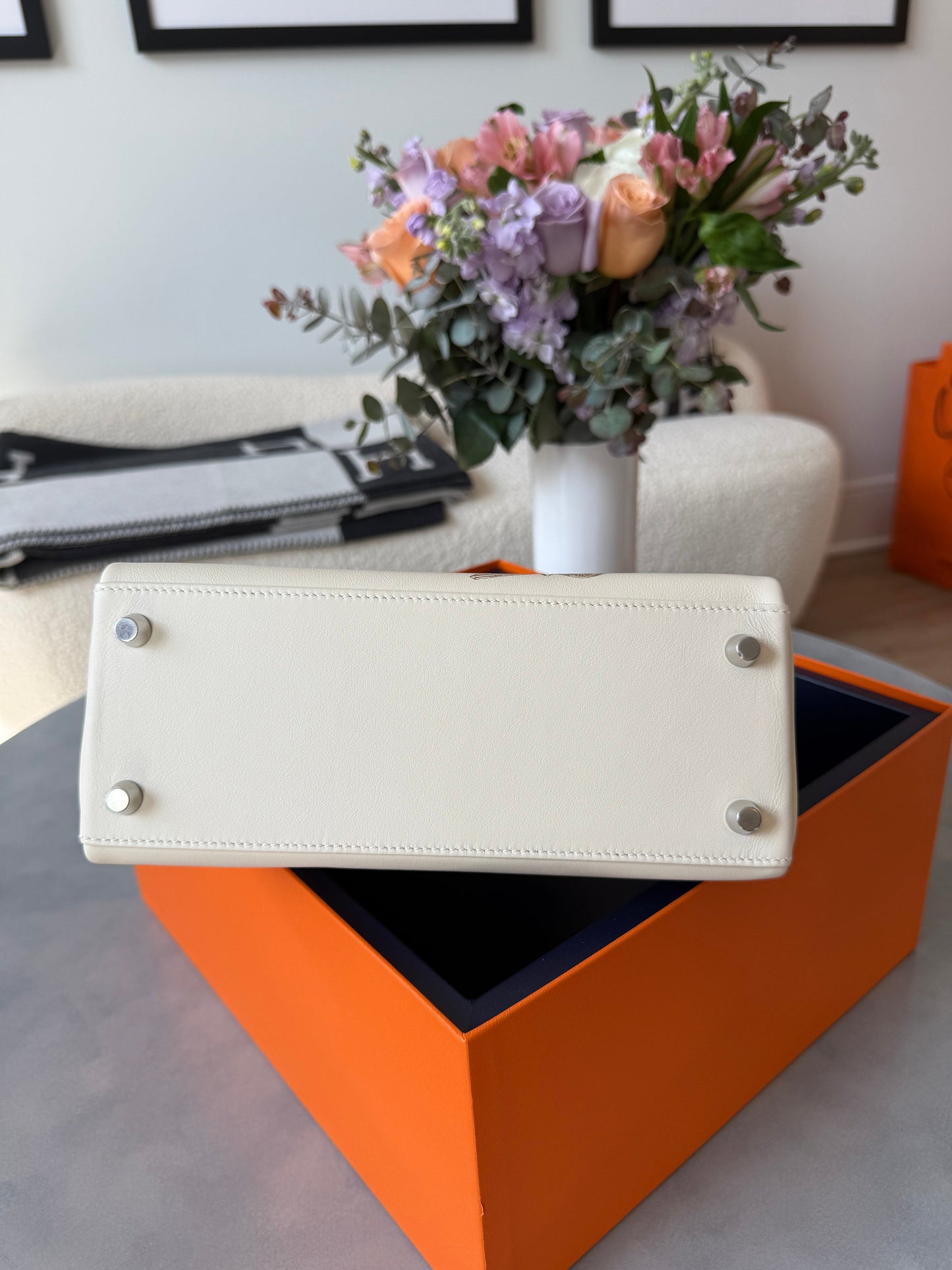 Hermes Kelly 25 In and Out Limited Edition Blue Box Nata PHW - Carly Julia Sells Stuff, LLC