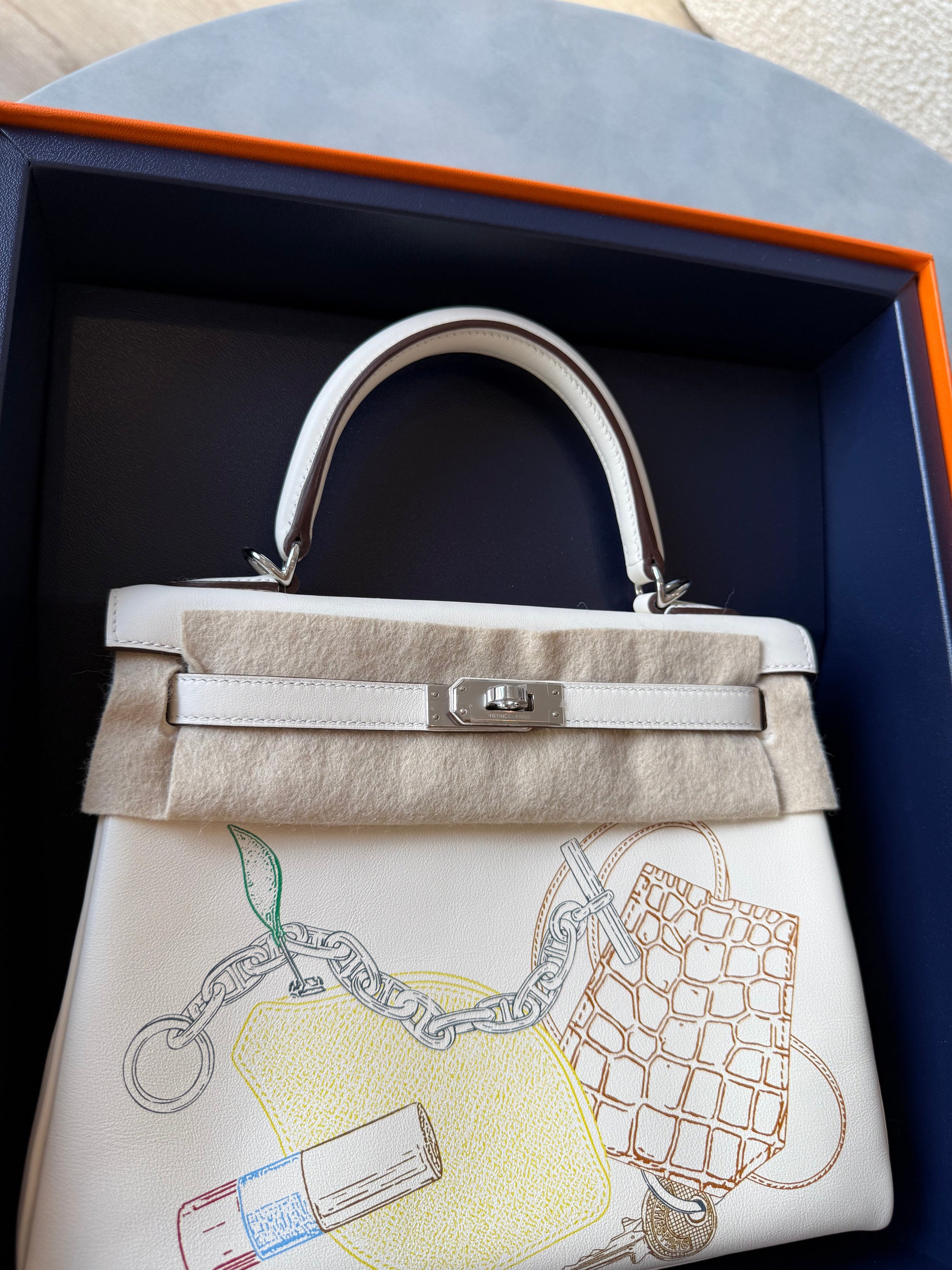Hermes Kelly 25 In and Out Limited Edition Blue Box Nata PHW - Carly Julia Sells Stuff, LLC