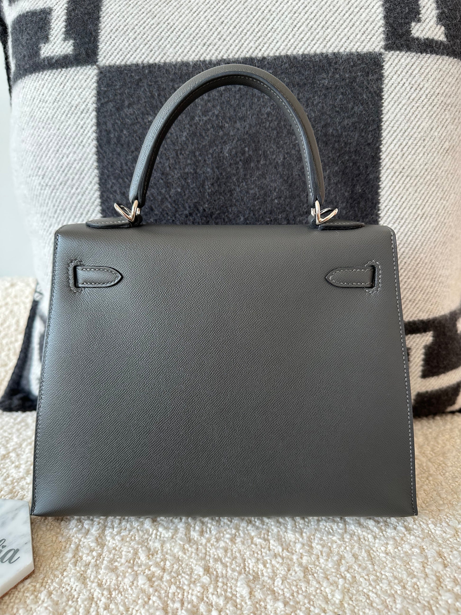 Hermes Kelly 25 Sellier Graphite PHW - Carly Julia Sells Stuff, LLC