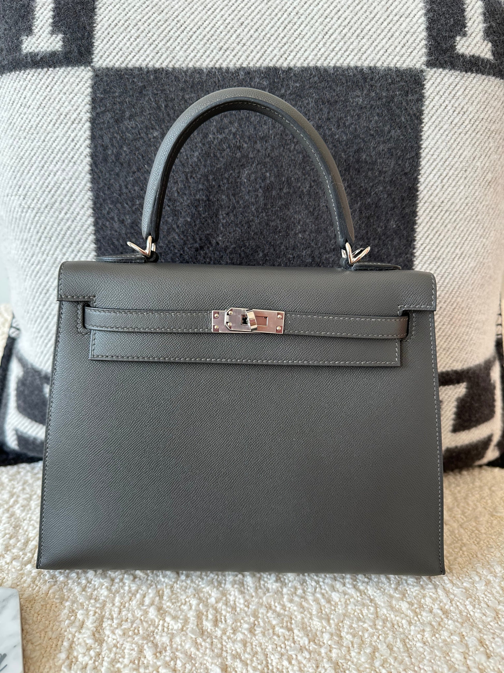 Hermes Kelly 25 Sellier Graphite PHW - Carly Julia Sells Stuff, LLC