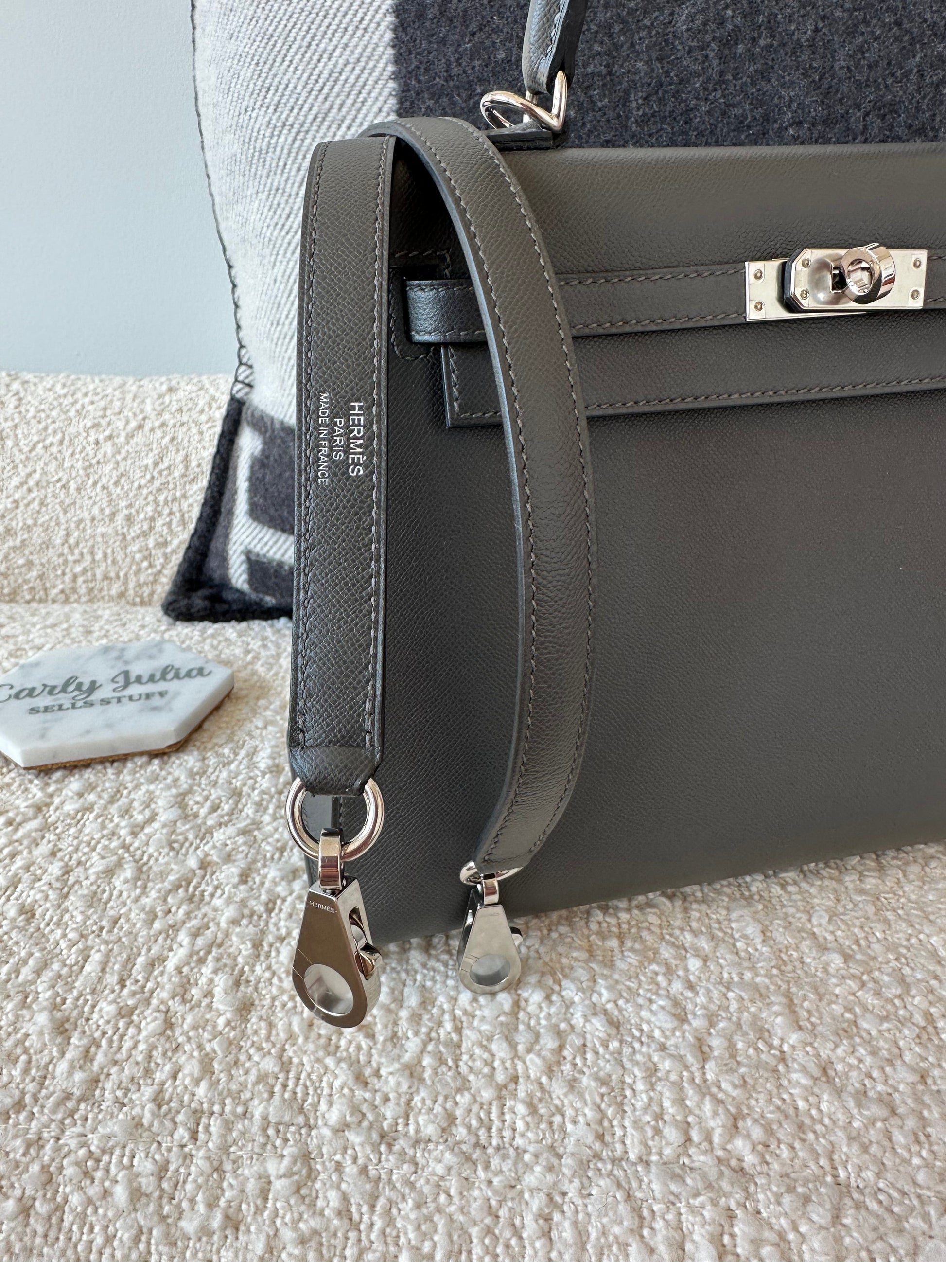 Hermes Kelly 25 Sellier Graphite PHW - Carly Julia Sells Stuff, LLC