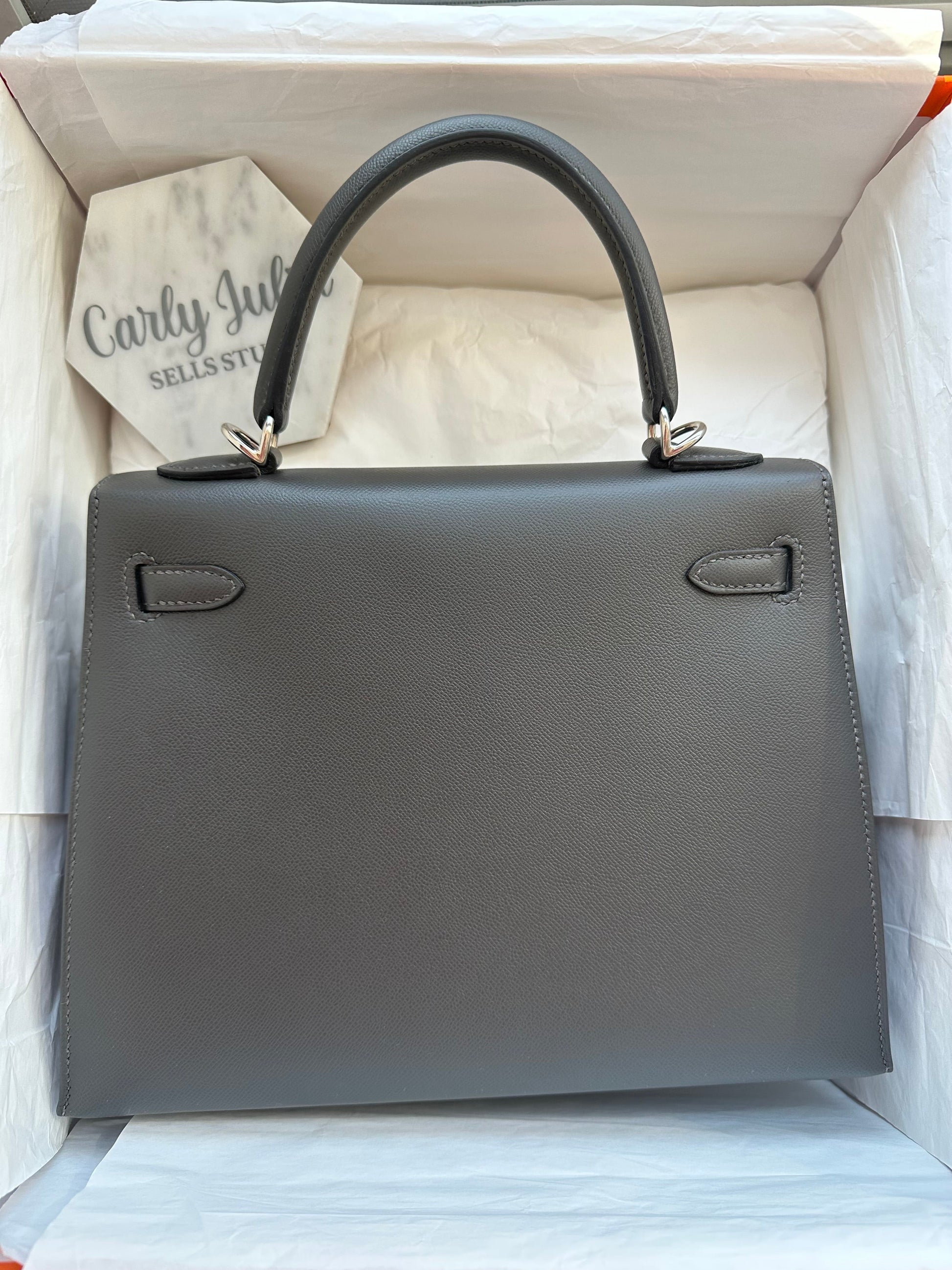 Hermes Kelly 25 Sellier Graphite PHW - Carly Julia Sells Stuff, LLC