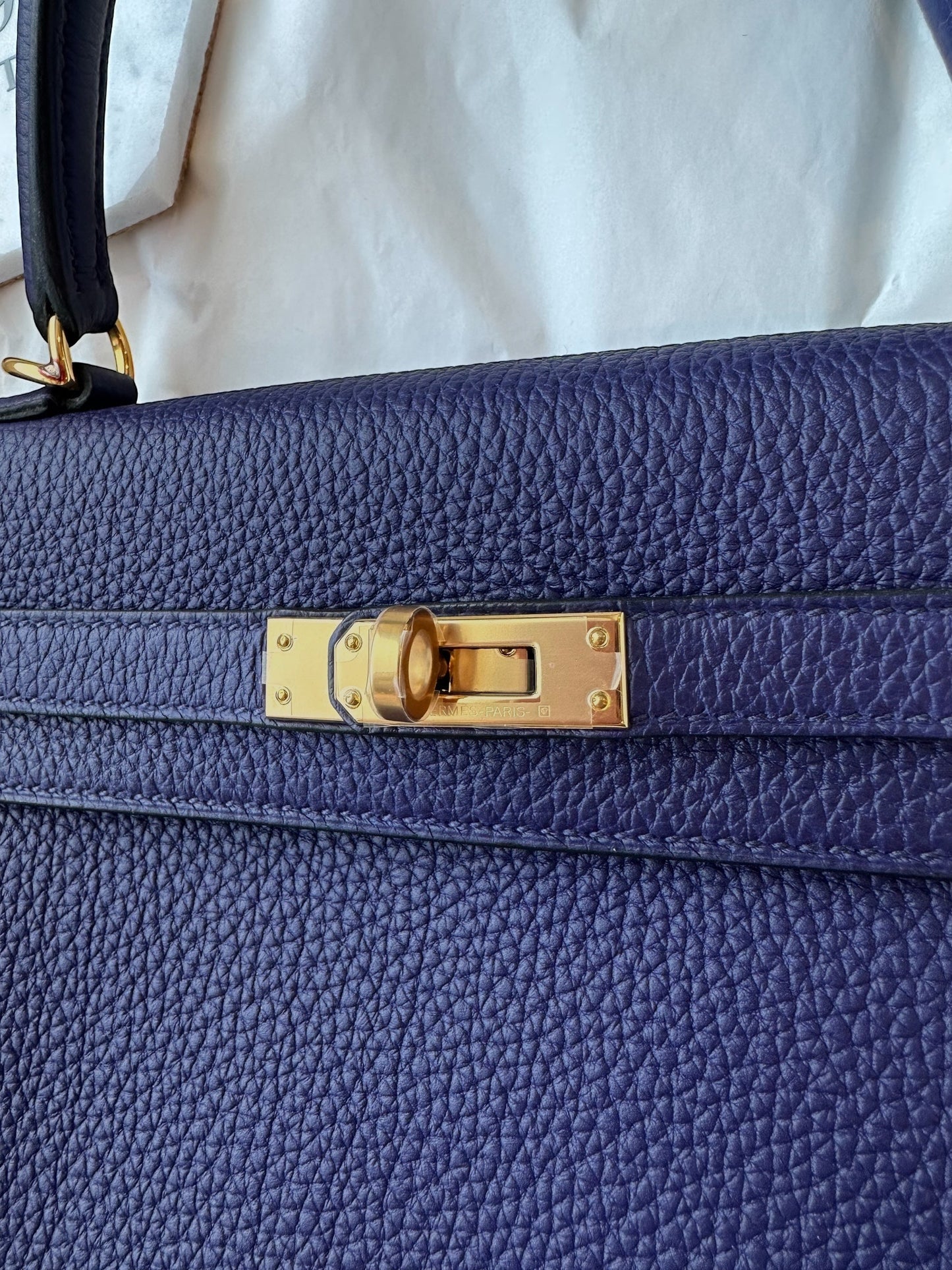 Hermes Kelly 25 Togo Retourne Blue Encré GHW - Carly Julia Sells Stuff, LLC