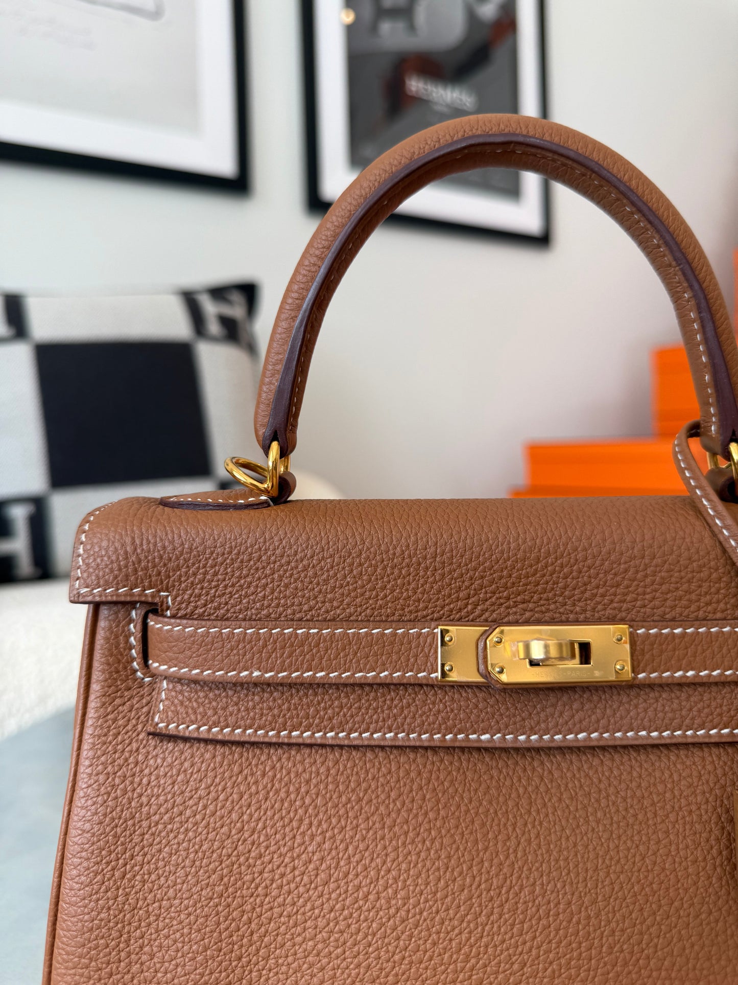 Hermes Kelly 25 Togo Retourne Gold GHW - Carly Julia Sells Stuff, LLC