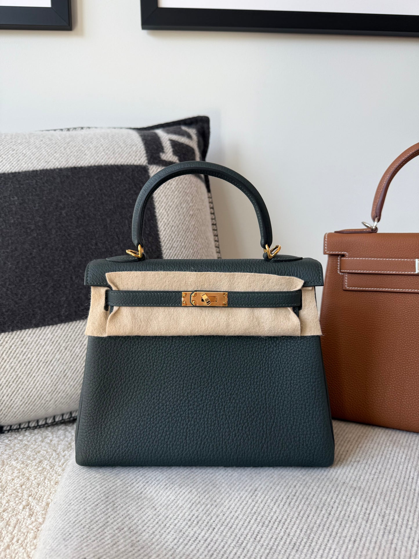 Hermes Kelly 25 Togo Retourne Vert Fonce GHW - Carly Julia Sells Stuff, LLC