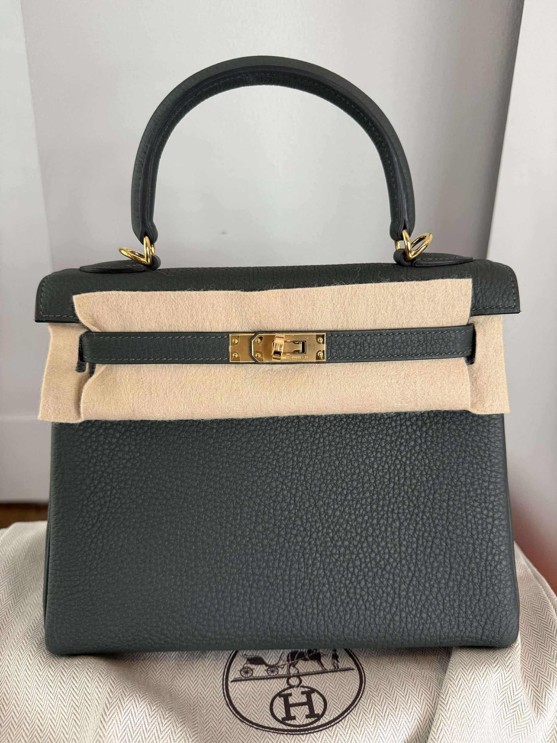 Hermes Kelly 25 Togo Retourne Vert Fonce GHW - Carly Julia Sells Stuff, LLC